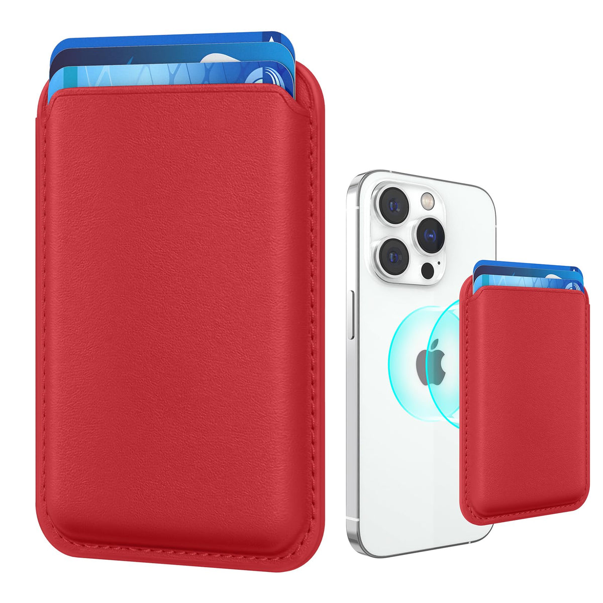 Amzone Stronger Magnetic Cell Phone Card Holder For Iphone 15 Series, Rfid Magsafe Wallet Leather Phone Wallet Stick On Series O