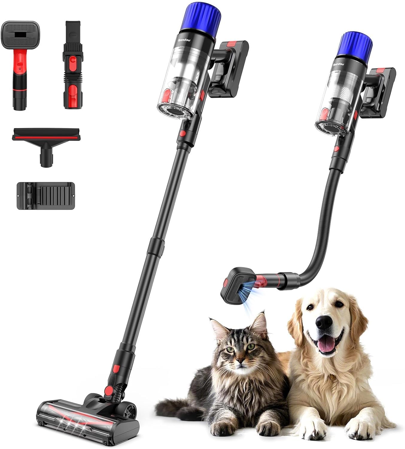 Teendow Cordless Vacuum Cleaner, 50 Minutes Runtime Stick Vacuum for Pet Hair, 500W Powerful Suction, Rechargeable, Lightweight,