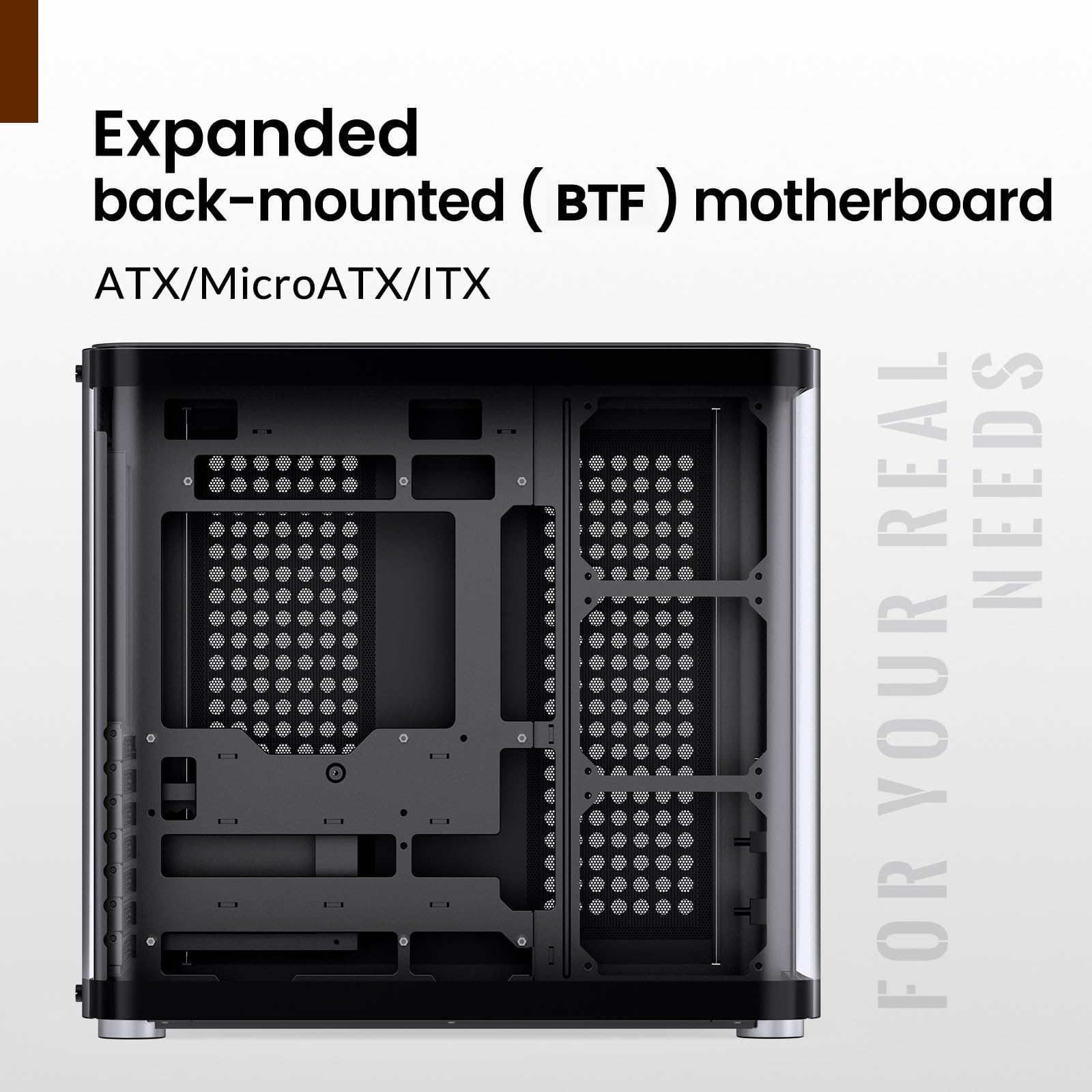 Jonsbo Tk 2 Black Atx Mid Tower Pc Case,Hyperboloid Glass Design, Separated Cabinet Structure, Al Alloy Shell Desktop Computer C