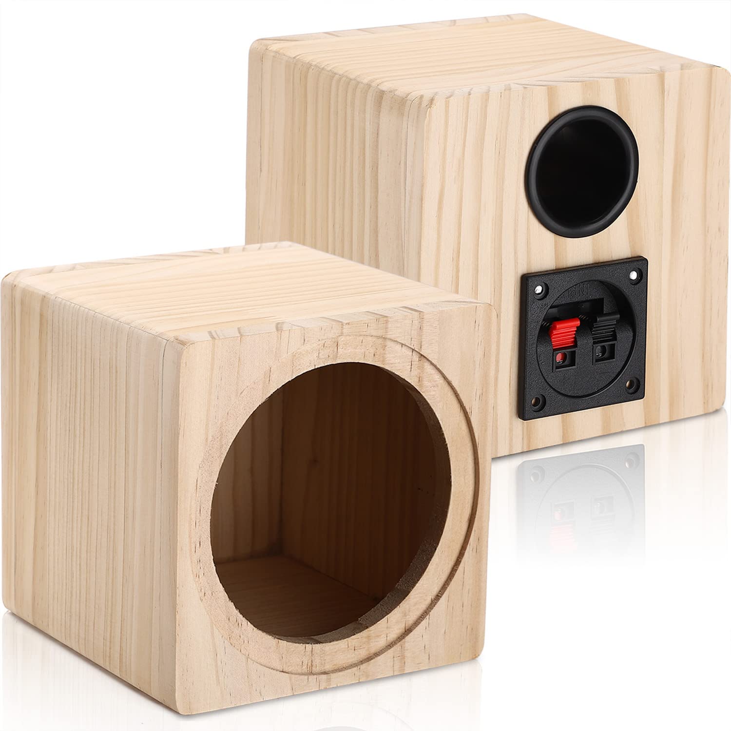 Facmogu 8In Ported Wooden Speaker Enclosure, Single Car Wood Speaker Enclosure With Sound Absorbing Cotton & Speaker Terminal Cup, Vented Speaker Box Enclosure