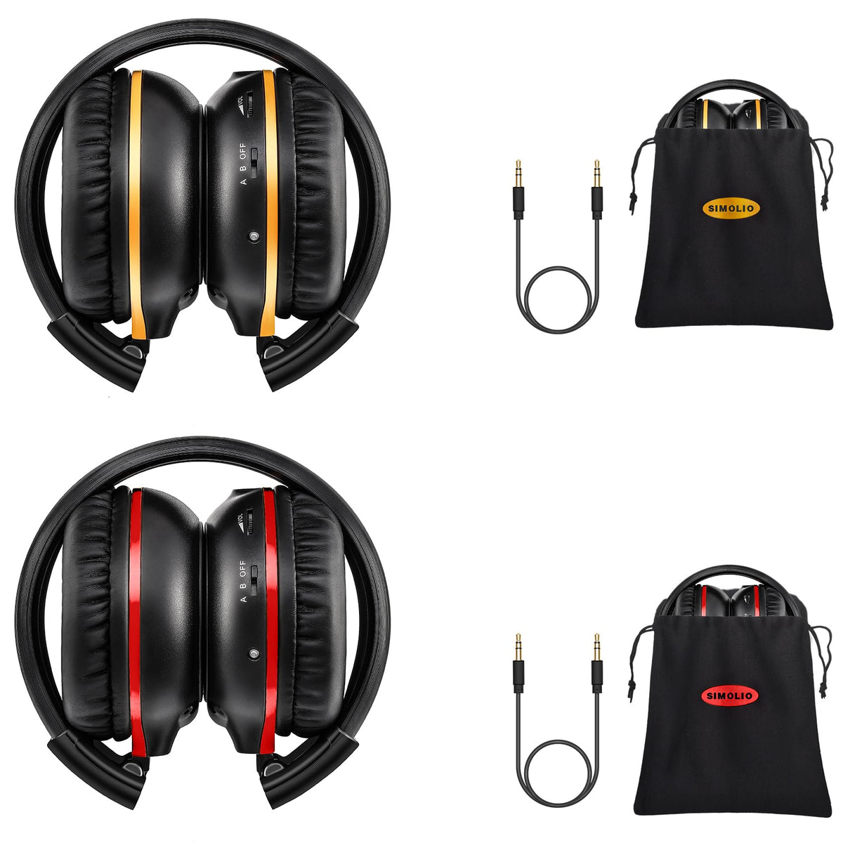 Simolio 2 Pack Ir Headphones For Car Dvd Compatible With Honda Odyssey, Pilot, Uconnect Ves, Chrysler Pacifica, Town & Country, 