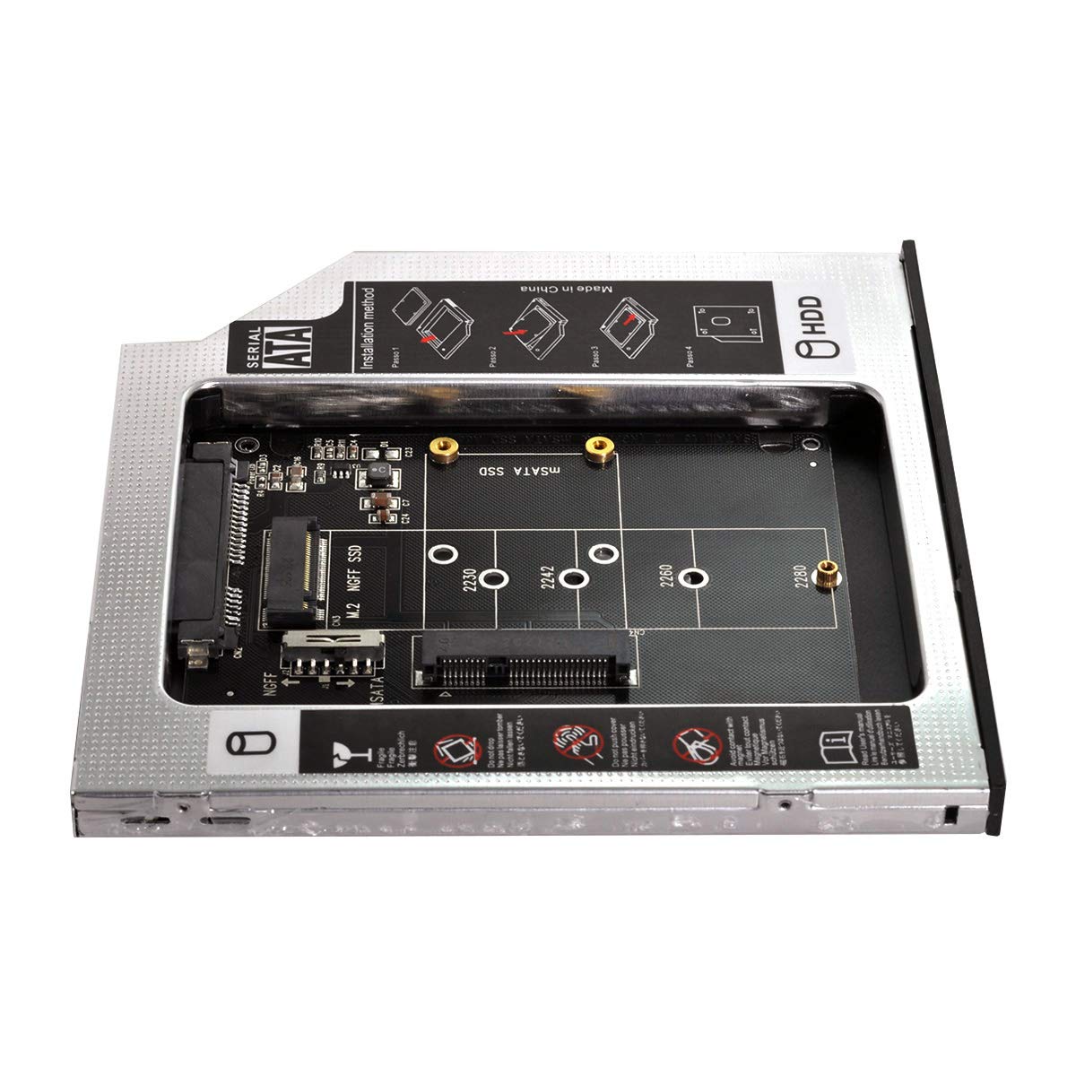 Nfhk Msata Ngff B/M Key Ssd To Slimline Sata 13Pin Caddy Case For 9.5Mm Universal Laptop Cd/Dvd Rom Optical Bay
