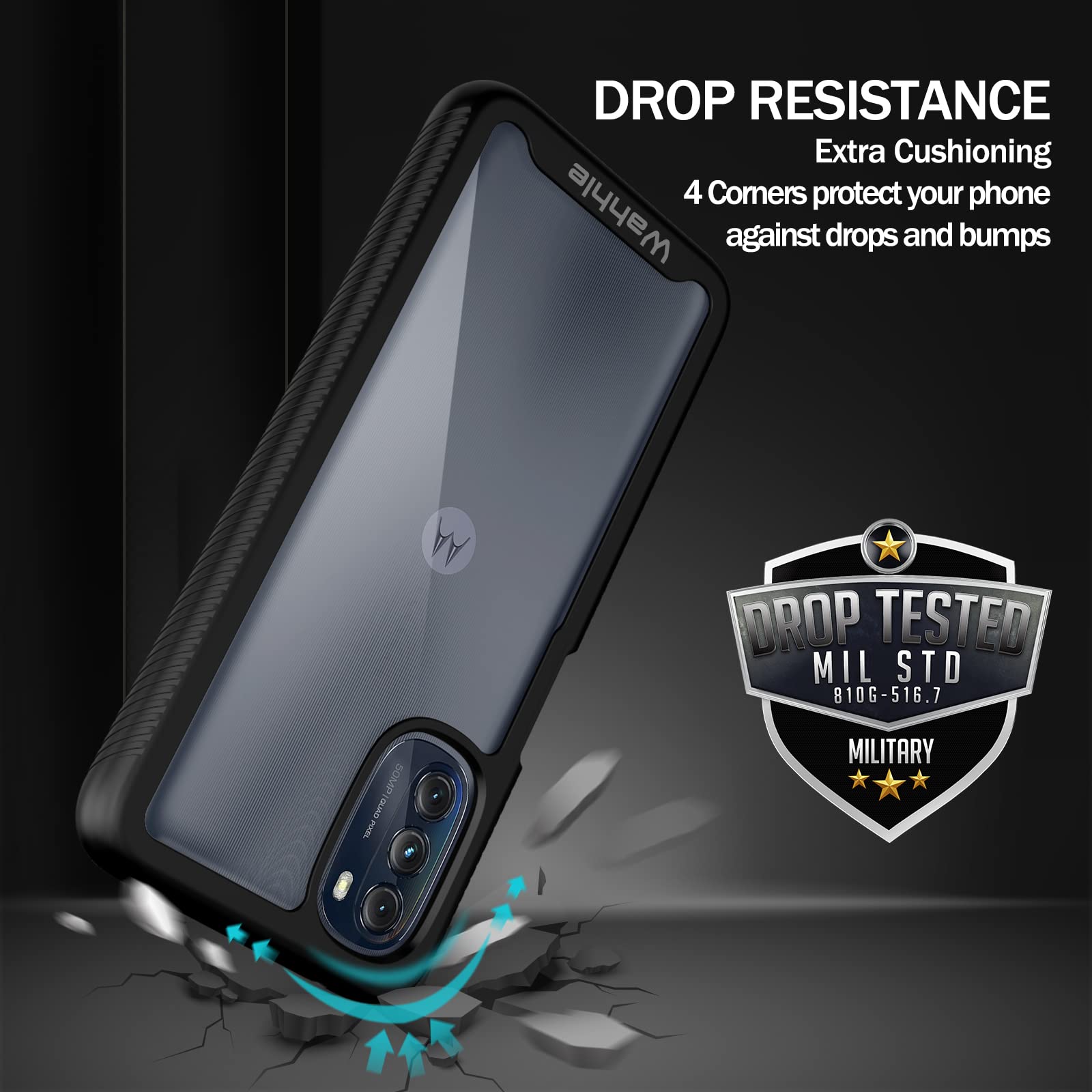Wahhle Compatible With Moto G 5G 2022 Case, Built In Screen Protector Full Body Shockproof Slim Fit Bumper Protective Phone Cove