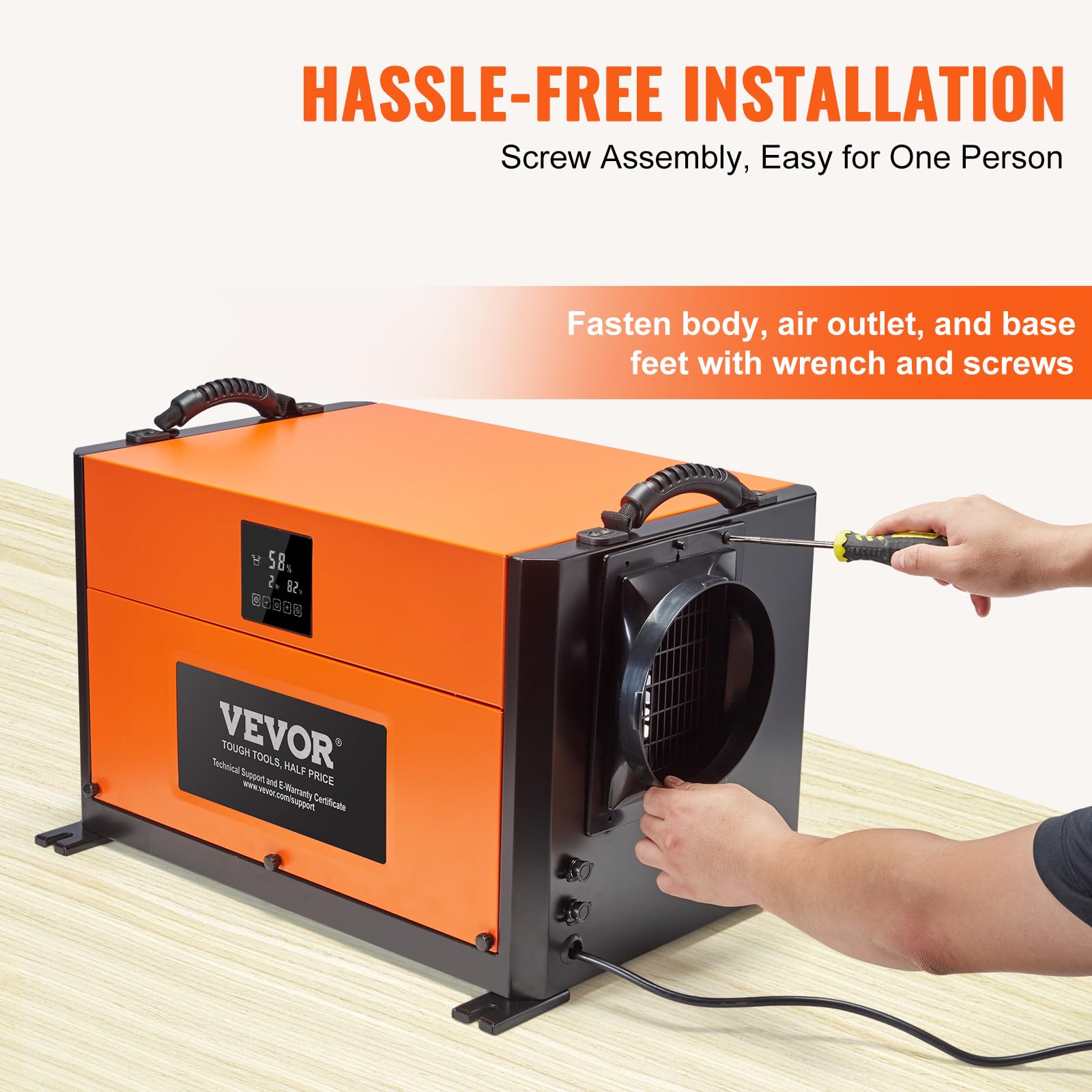 Vevor 190 Pints Commercial Dehumidifier With Drain Hose For Crawl Spaces, Basements Warehouse & Job Sites, Large Capacity Dehumi