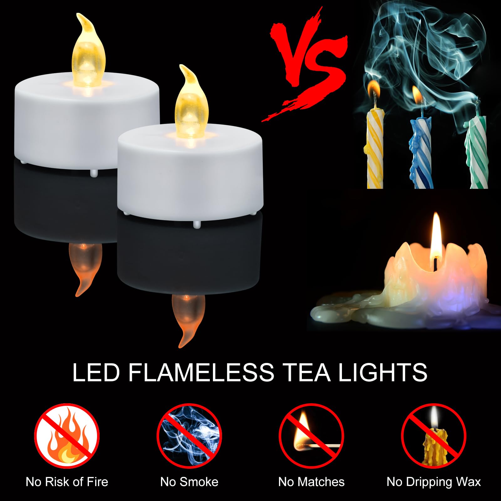 12 Pack Flameless Led Tea Light Candles With Remote Control, Realistic And Bright Flickering Long Lasting 400 Hours, Decorative