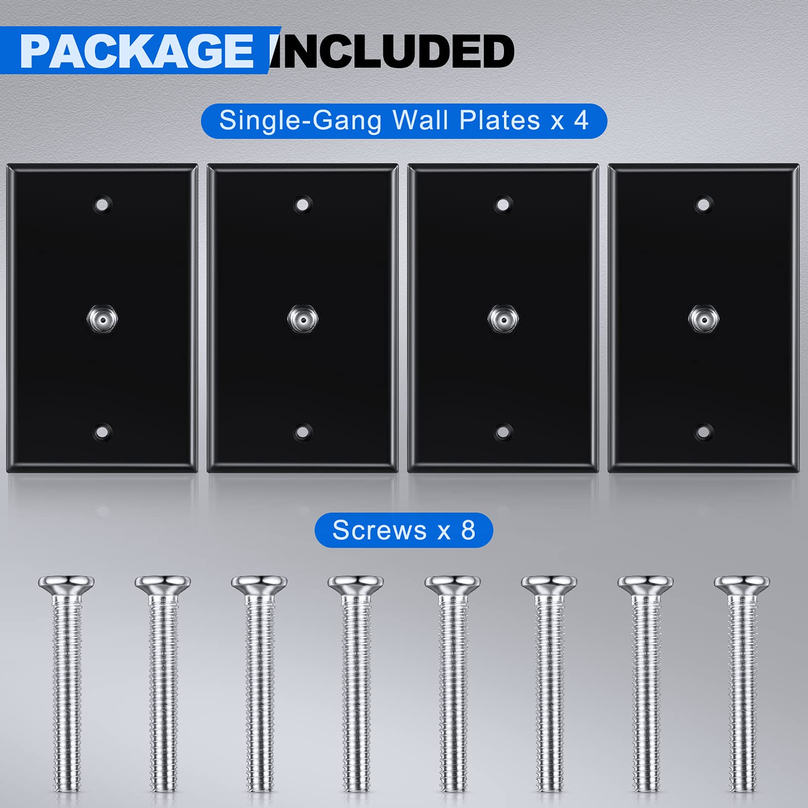 4 Pieces Coax Wall Plate 1 Port Tv Cable Wall Plate F Connector Wall Plate Single Gang Video Wall Jack Wall Plates (White And Bl