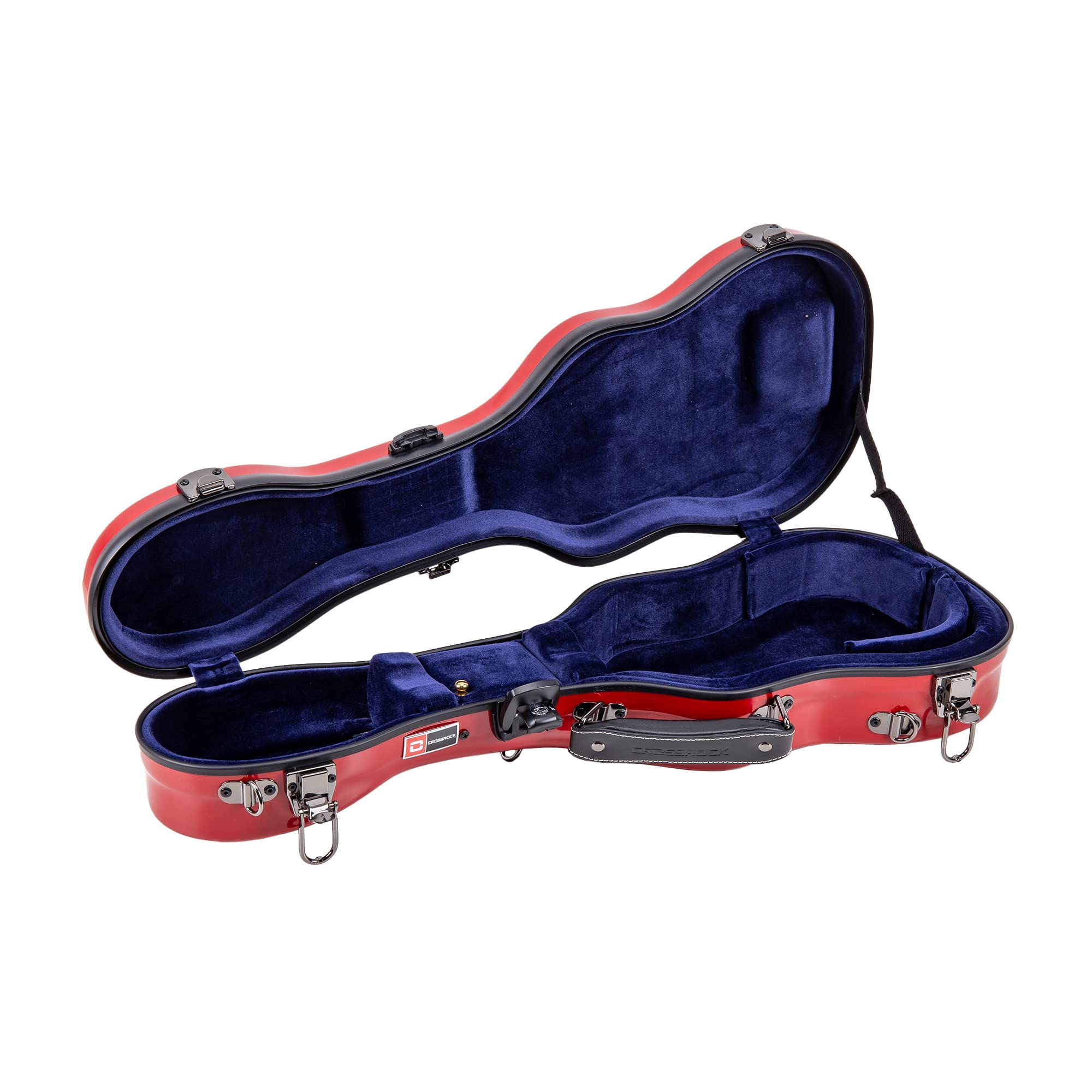 Crossrock Hardshell Fiberglass Concert Ukulele Case, Thick Padded, 4 Latches, Glossy Finish In Red