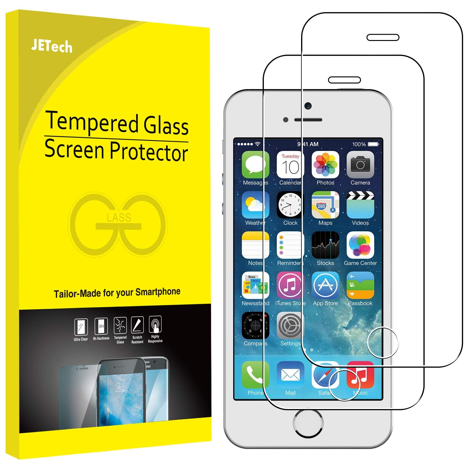 Jetech Screen Protector For Iphone Se 2016 (Not For 2022/2020), Iphone 5S, Iphone 5C And Iphone 5, Tempered Glass Film, 2 Pack