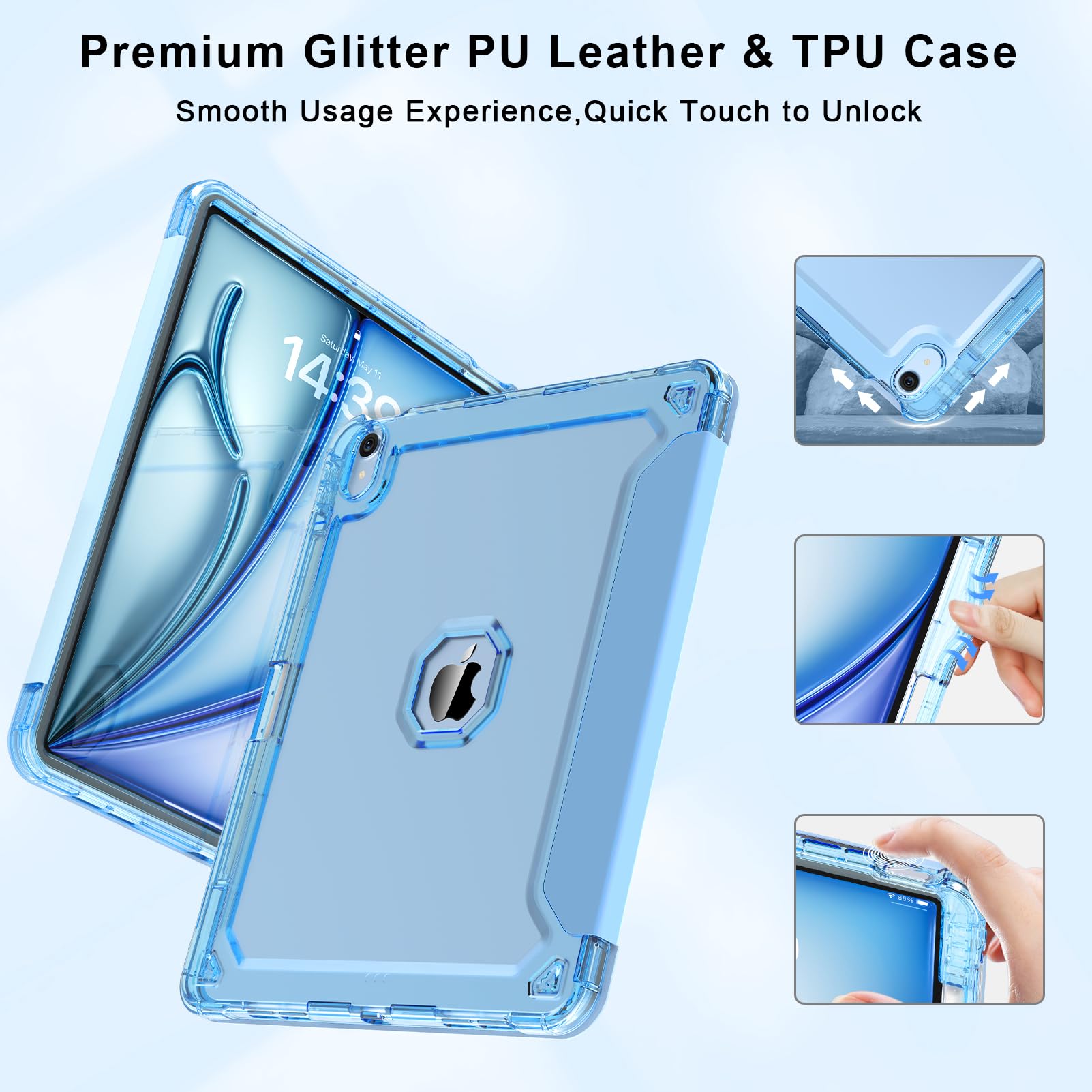 Sevrok Case For Ipad Air 13 Inch M2 (2024),Screen Leather Protector With Pencil Holder,Soft Leather Trifold Stand Magnetic Smart