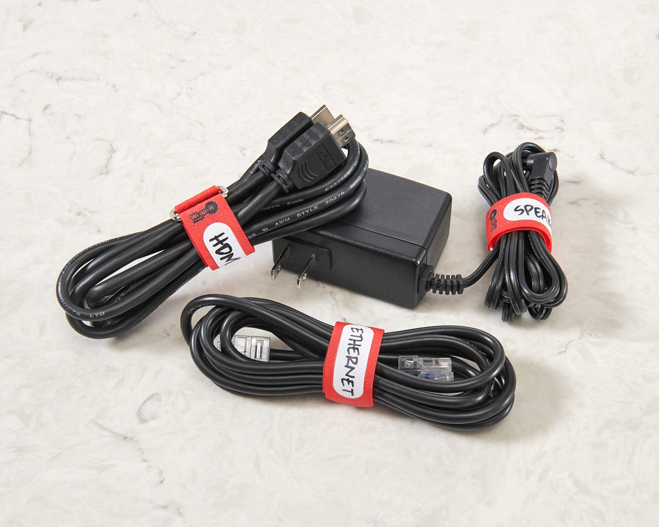 Wrap It Storage Cinch Straps, 5 In (20 Pack) Black   Hook And Loop Strap With Write On Label For Easy Cord Identification And Ca