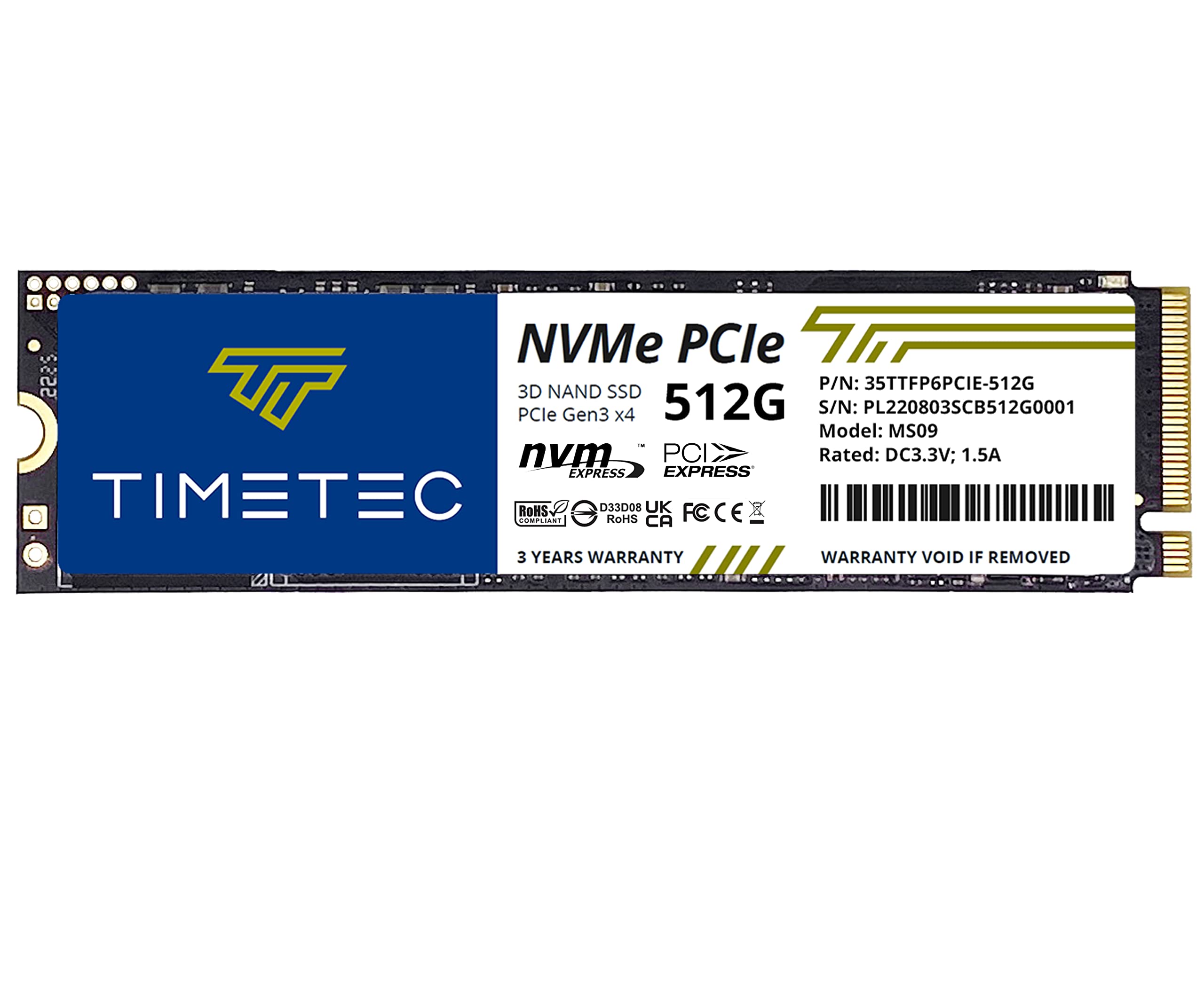 Timetec 512Gb Ssd Nvme Pcie Gen3X4 8Gb/S M.2 2280 3D Nand High Performance Slc Cache Read/Write Speed Up To 2,000/1,600 Mb/S Internal Solid State Drive For Pc Laptop And Desktop