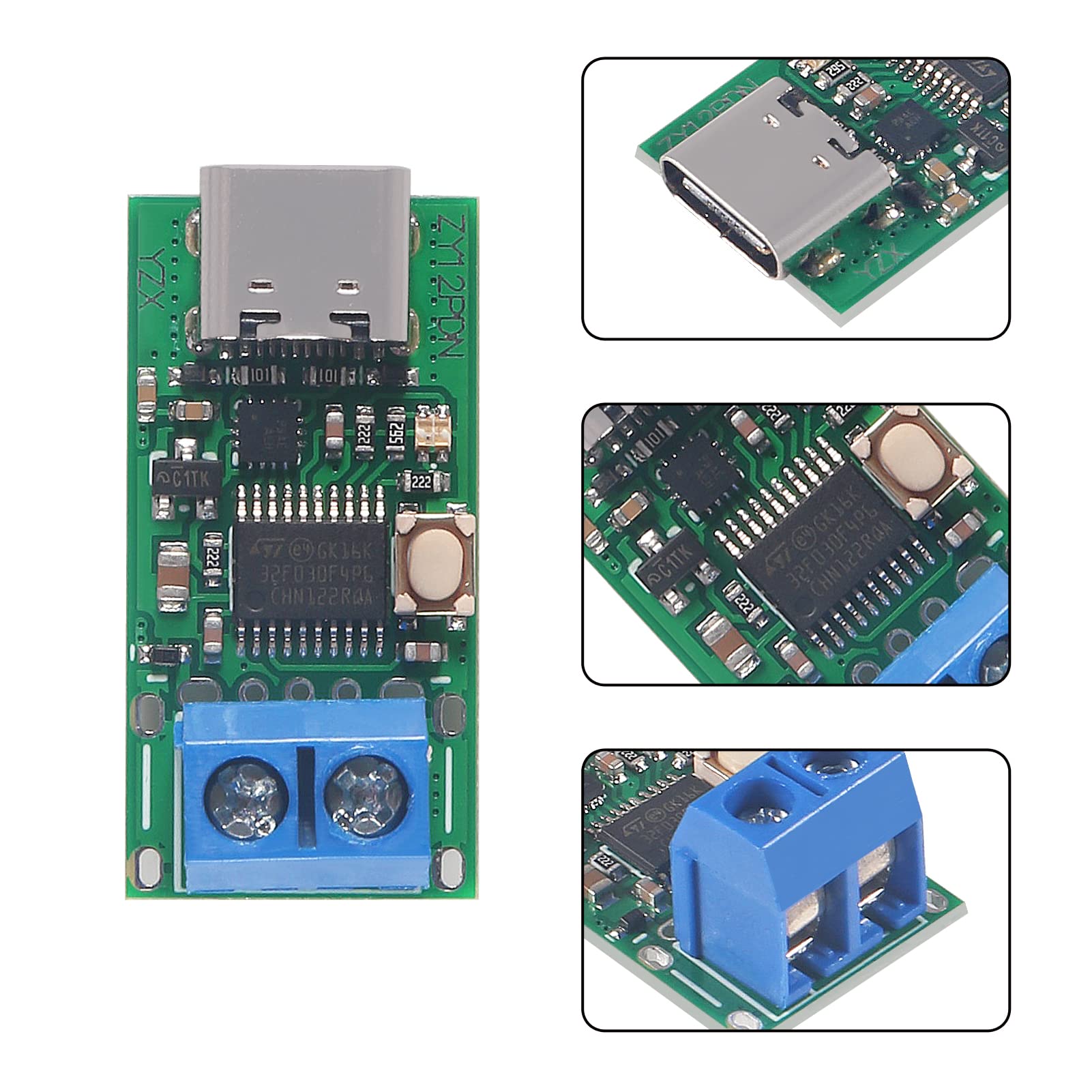 Dweii 1Pcs Zy12Pdn Usb C Pd2.0 3.0 To Dc Fast Quick Charging Power Supply Module Usb Charger Board Set   Zy12Pdn Screw Terminal