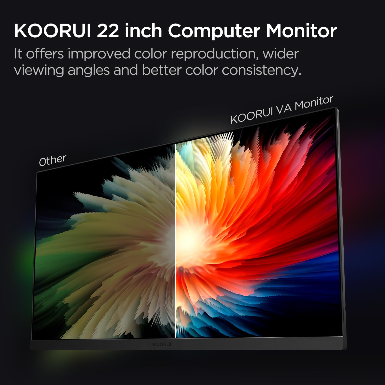 Koorui 22 Inch 1080P Full Hd 75Hz Pc Monitor With Hdmi Vga Port, 99% Srgb Tilt Adjustment, Vesa 22N1