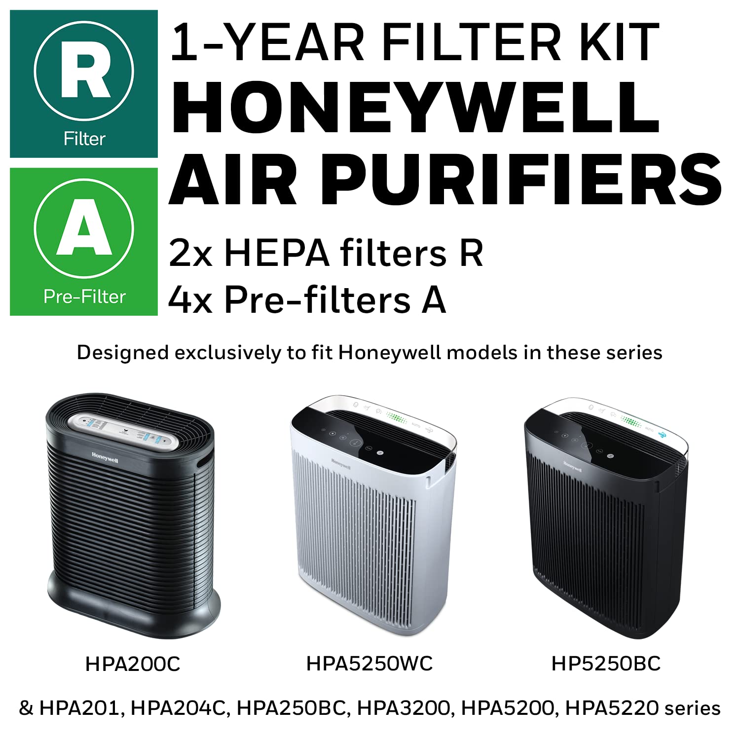 Honeywell Hepa Air Purifier Filter Kit   Includes 2 Hepa R Replacement Filters And 4 A Carbon Pre Cut Pre Filters   Airborne All