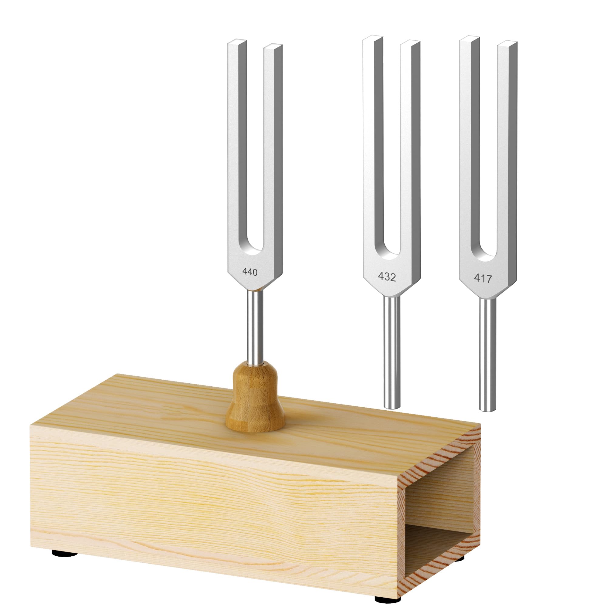 Didibirdi 440Hz, 432Hz, 417Hz 3 Pcs Aluminum Alloy Tuning Fork With Resonance Box And Wooden Hammer,Suitable For Sound Therapy,