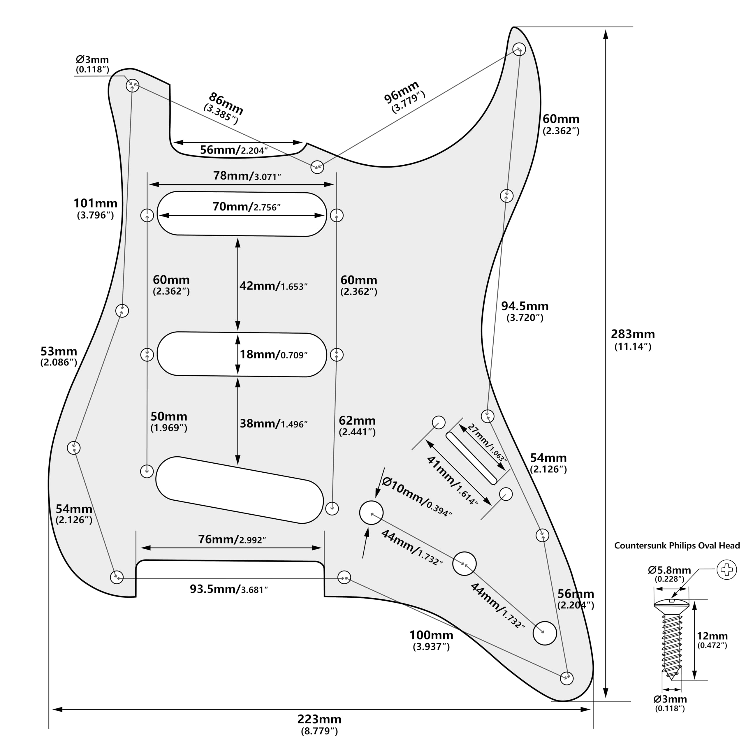 Banworks 3 Ply Strat Sss Pickguard 11-Hole Electric Guitar Pickguard Scratch Plate For Usa/Mexican Fender Modern Style Standard