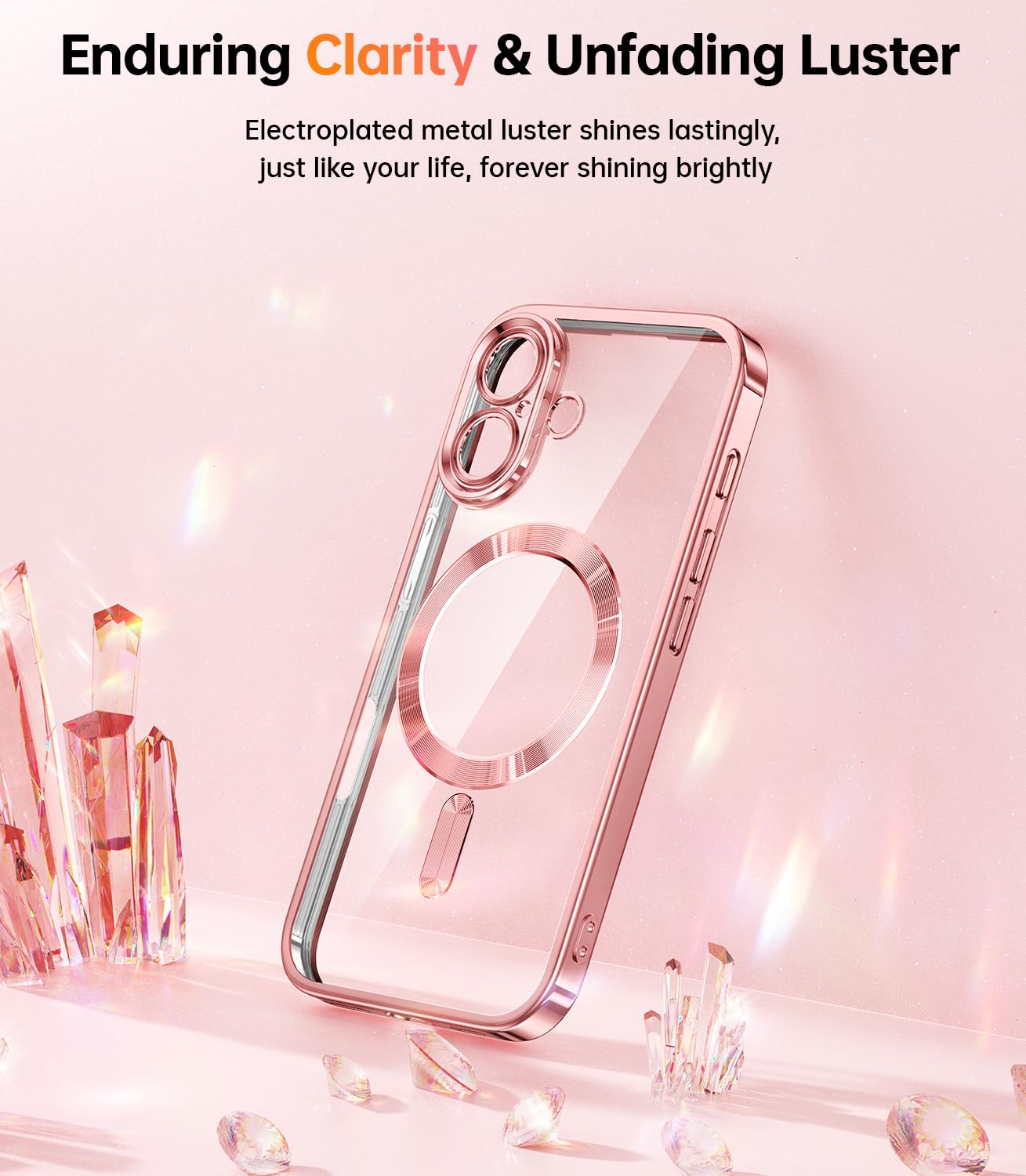 Meifigno Designed For Iphone 16 Plus Case 6.7'', [Glitter Card & Wrist Strap] [Compatible With Magsafe] [2X Privacy Screen Prote