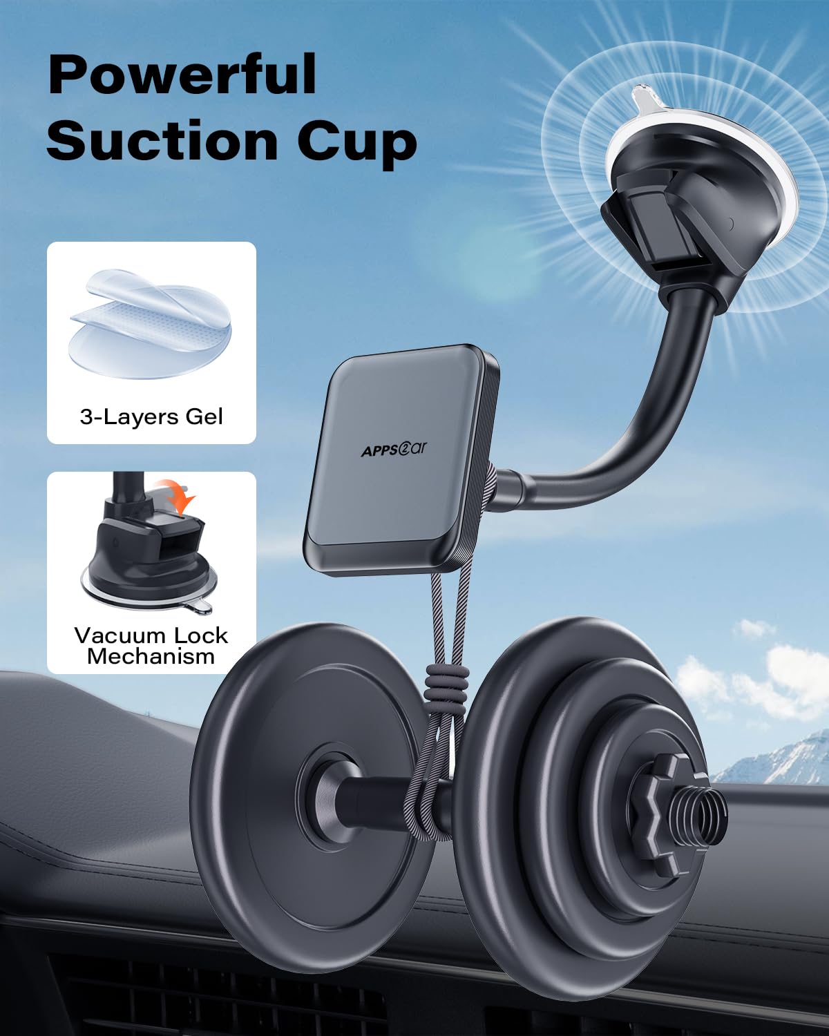 Apps2Car Magnetic Car Phone Holder, Compatible With Magsafe, Magnetic Phone Mount For Iphone 16 15 14 13 Series, Universal Magne