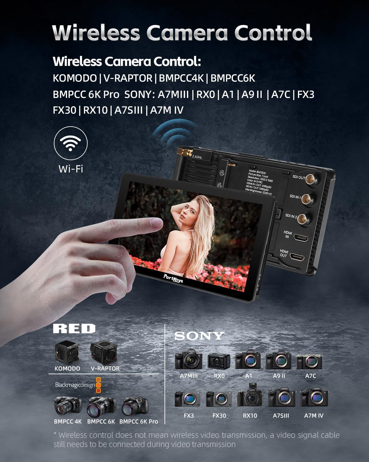 Portkeys Bm7 Ii Ds Camera Field Monitor 2200Nit Highlight Dual Screen Wireless Control Camcorder Monitor For Red Komodo V Raptor