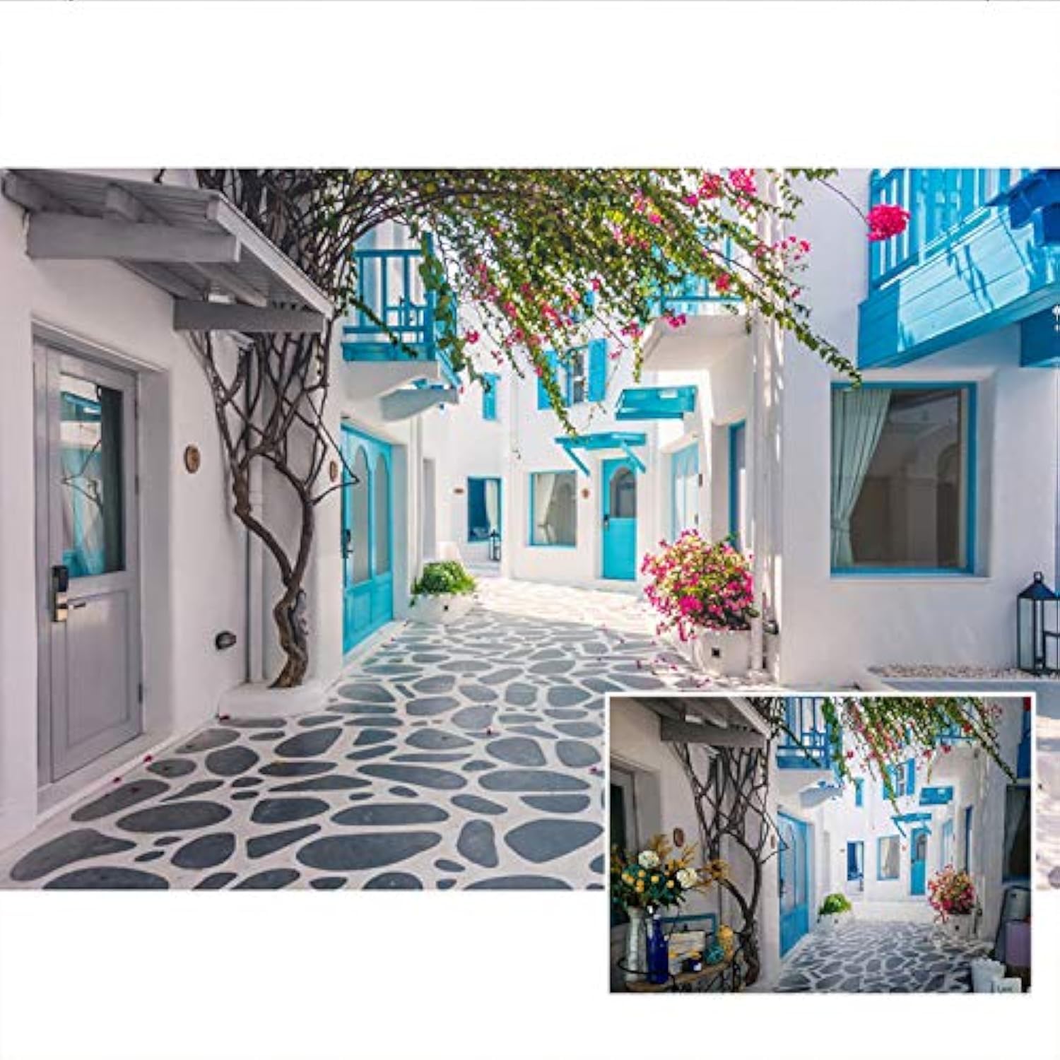Csfoto 8X6Ft Greek Santorini Background Backdrop Greece Backdrop For Party Narrow Street Backdrop Morocco Background Greece Wedding Background Music Drama Backdrop Wedding Photo Wallpaper