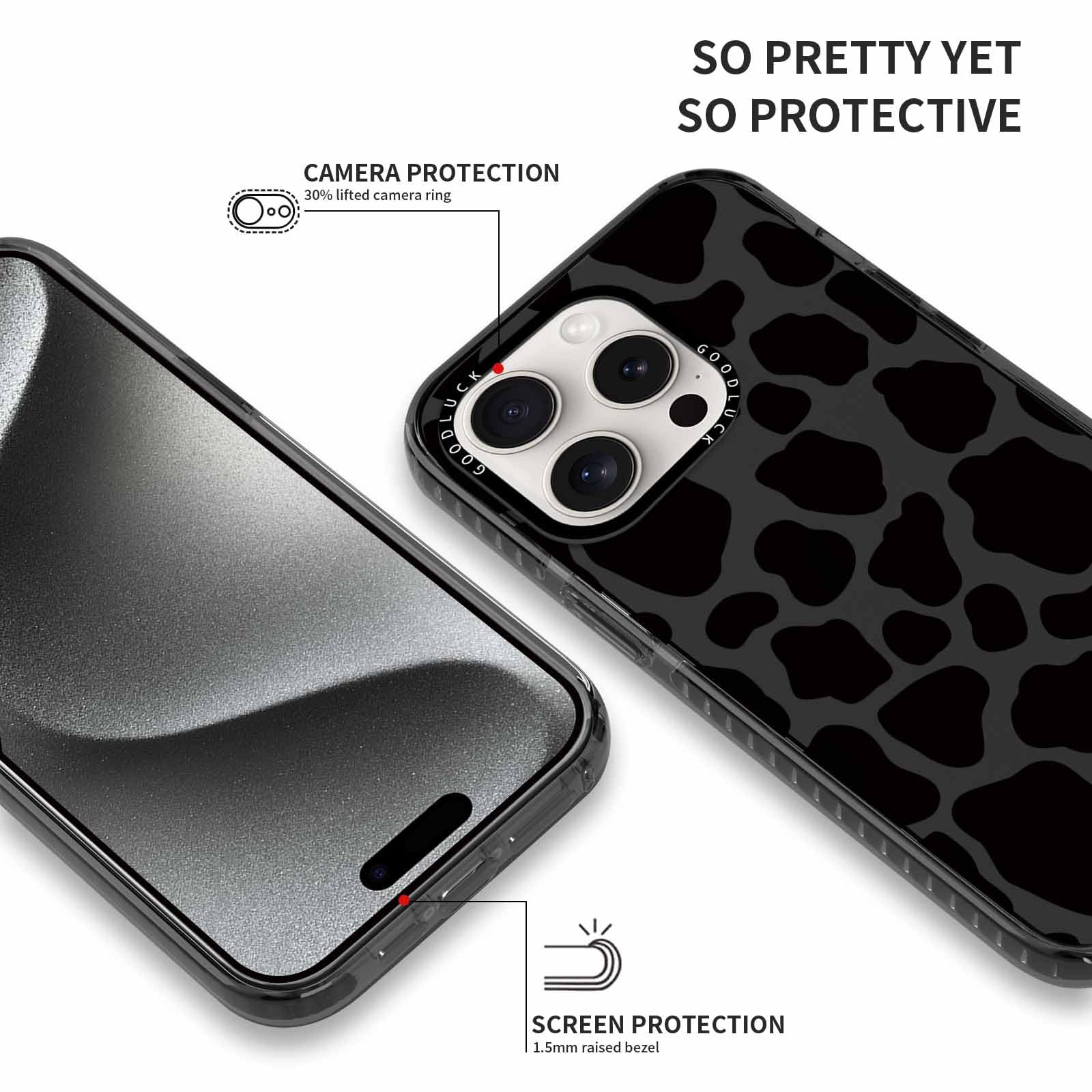 Rumdey 2 Pack Cute Clear Cow Phone Case For Iphone 16 Pro 6.3 Inch, Aesthetic Trendy Soft Slim Fashion Protective Shockproof Tpu
