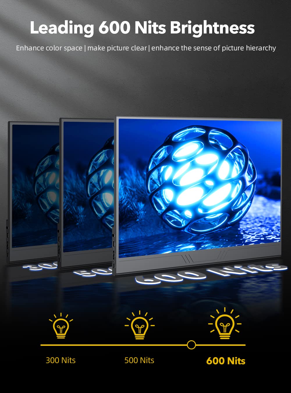 Uperfect True 4K Portable Monitor, 15.6    600 Nits Laptop Monitor, 100% Adobergb, Uhd 3840X2160 Usb-C & Hdmi W/Smart Case, Hdr