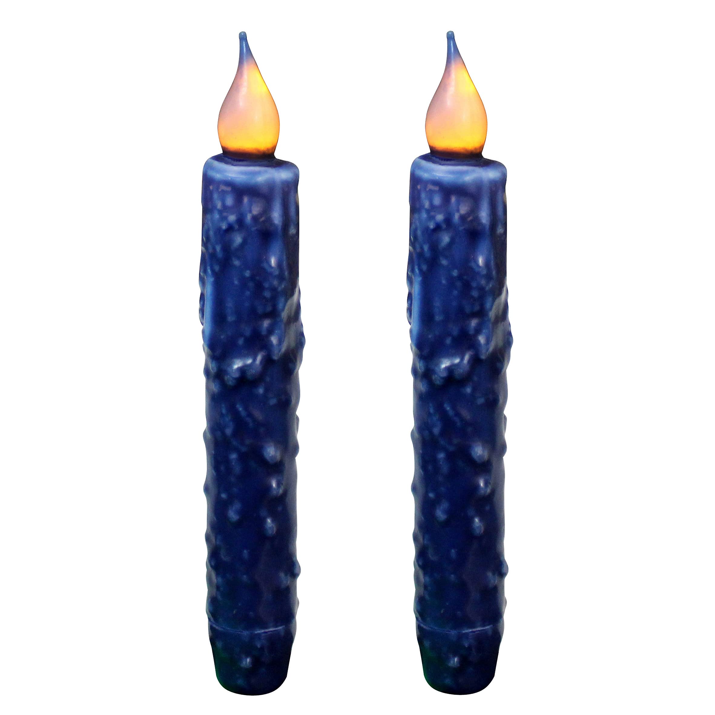 Cvhomedeco. Real Wax Hand Dipped Battery Operated Led Timer Taper Candles Rustic Primitive Flameless Lights Decor, 6 3/4 Inch, N