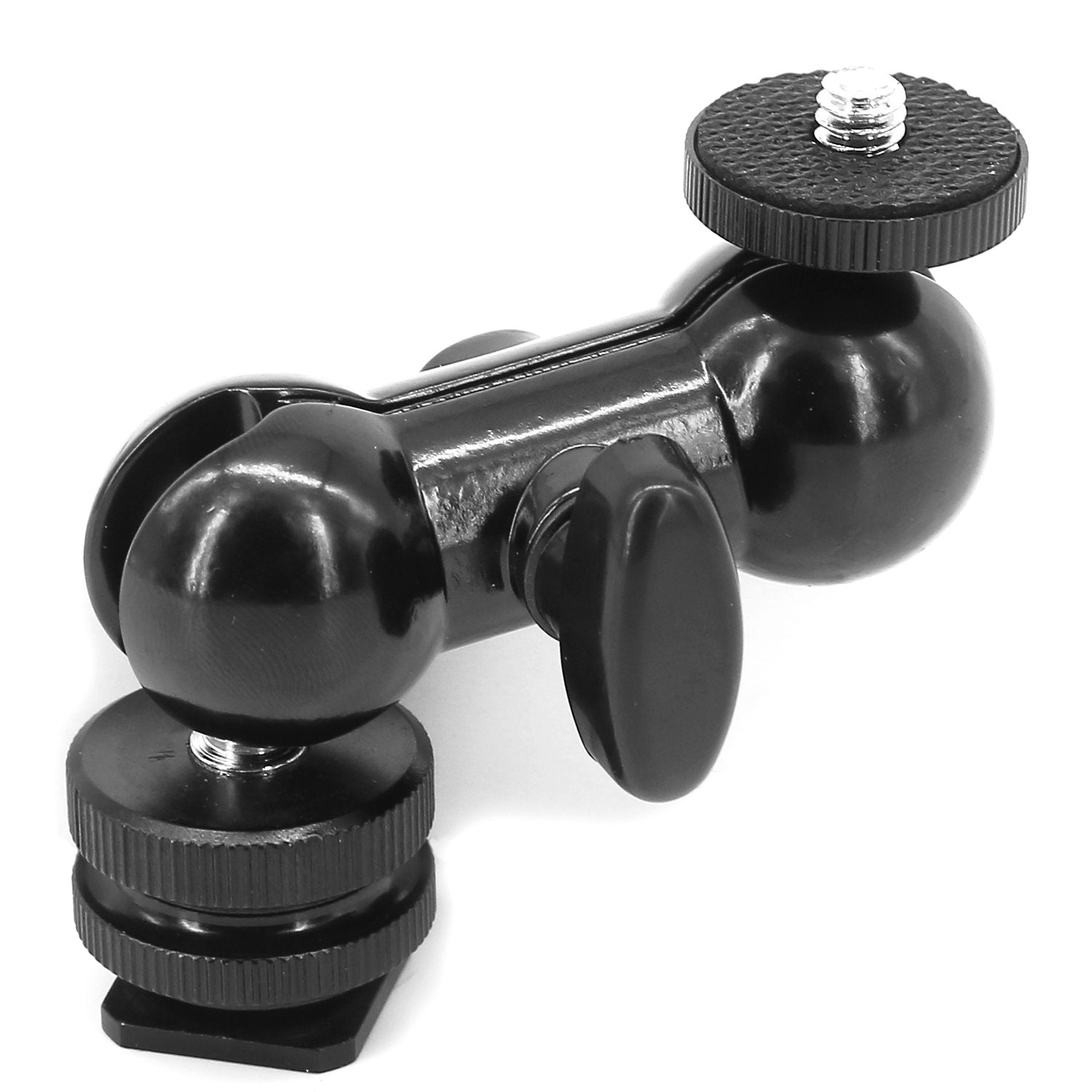 Ball Head Shoe Mount 1/4 Hot Shoe Mount Double Ballhead 1/4 Tripod Screw Multi-Function For Lcd Monitors,Led Light,Microphone