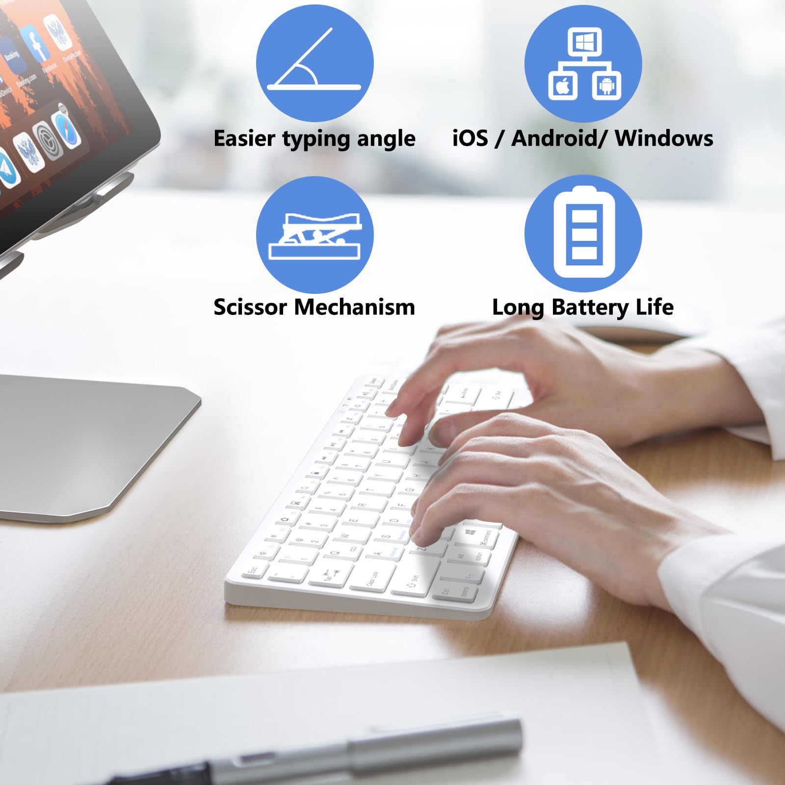 Bluetooth Keyboard For Ipad, Bluetooth Keyboard Compatible Ipad 10Th 9Th 8Th, Ipad Air 5Th 4Th, Ipad Pro 13/12.9/11 Inch, Ipad A