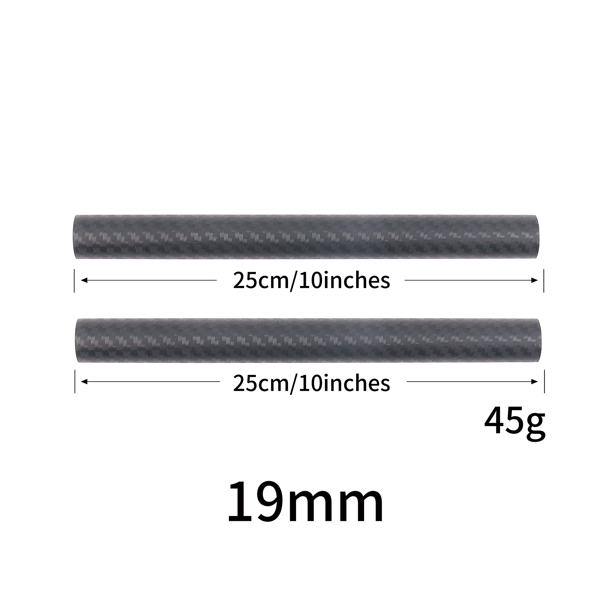 Foto4Easy 10 Inch 19Mm Carbon Fiber Rod For 19Mm Rail Rod Support System Matte Box Follow Focus   Pack Of 2