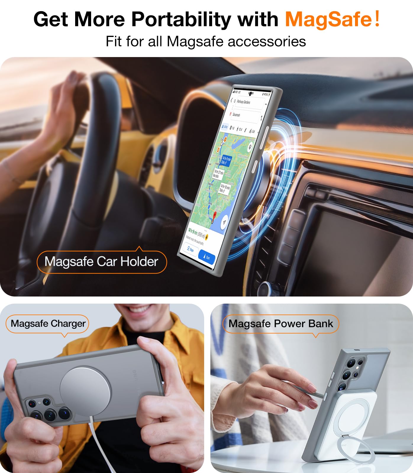 Torras Magnetic Shockproof For Samsung Galaxy S24 Ultra Case, [18N Strong Magnetic] [12 Ft Mil Grade Protection] [Compatible Wit