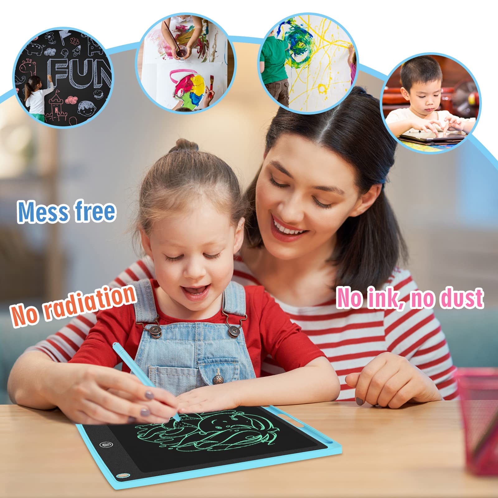 2 Pack Lcd Writing Tablet For Kids Doodle Board 12 Inch, Electronic Drawing Tablet Drawing Pad,Notebook Boogie Tablet For Toddle