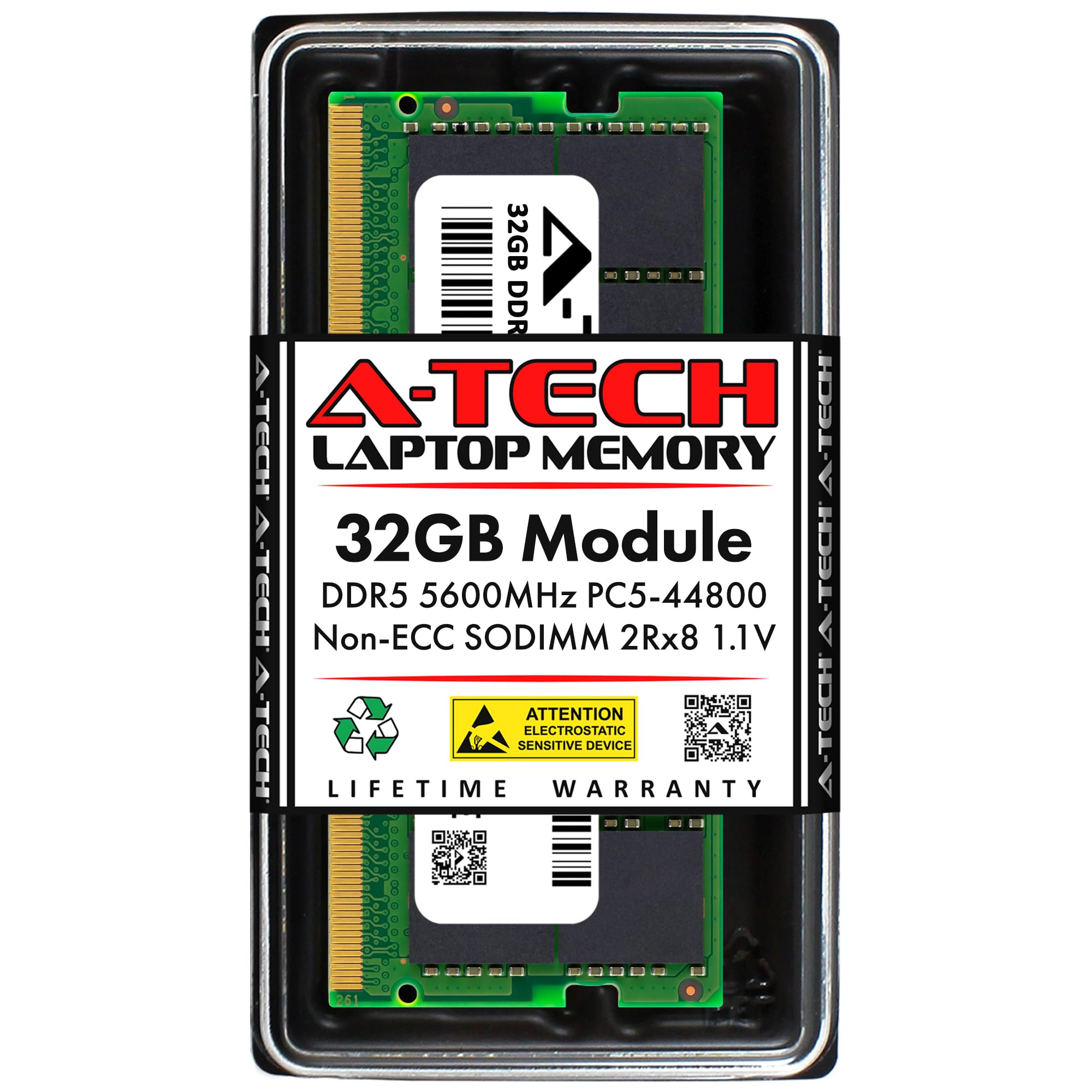 A Tech 32Gb Ddr5 5600Mhz Pc5 44800 Cl46 Sodimm 2Rx8 1.1V Non Ecc Unbuffered So Dimm 262 Pin Laptop Ram Memory Upgrade Module