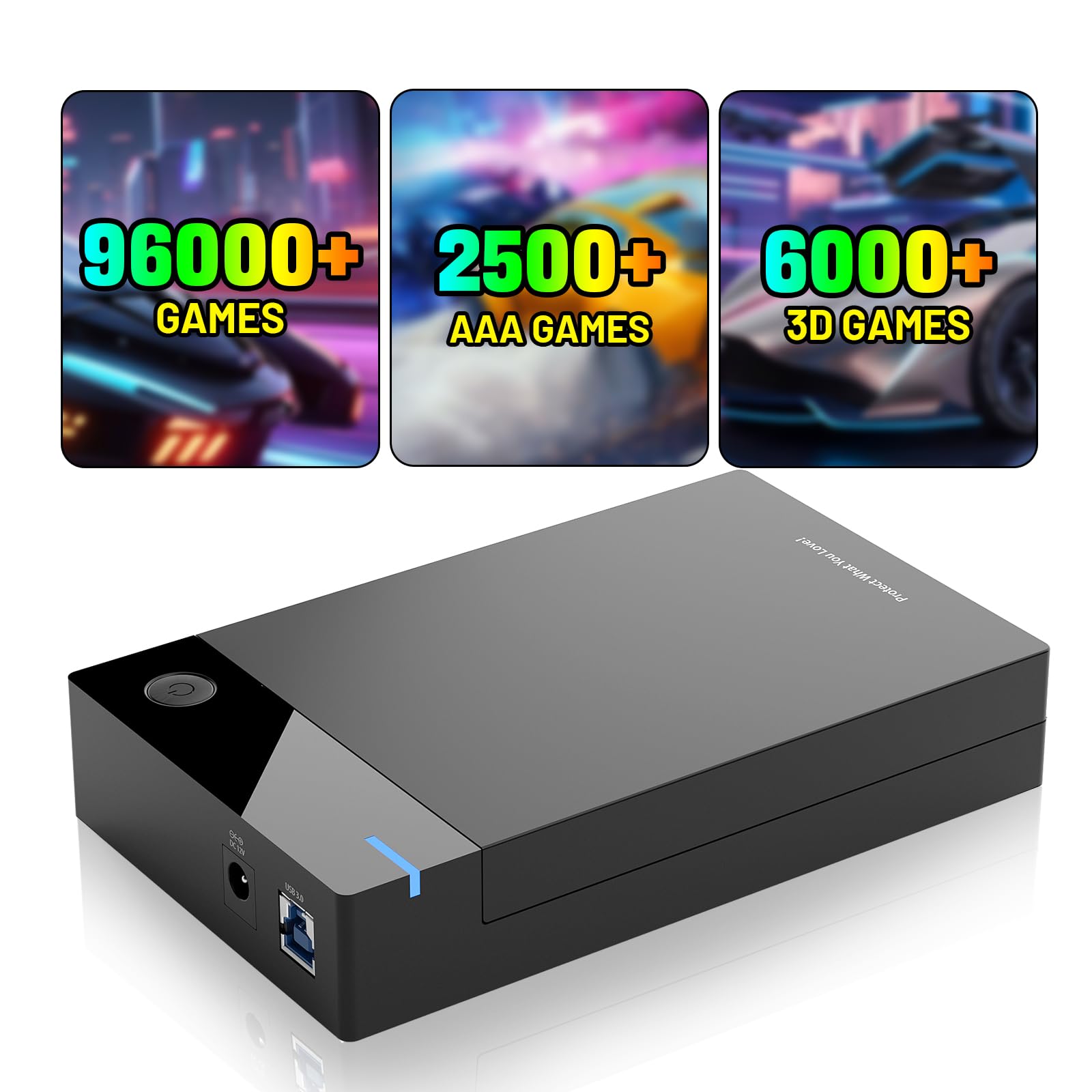 Kinhank 12tb Retro Gaming Hard Drive with 96000+ Games,Retro Game Console with 400+ Emulators,Emulator Hard Drive for PC Compati