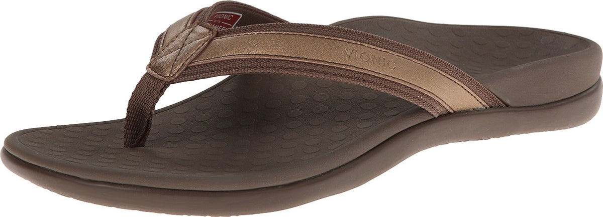 Vionic Tide Ii - Womens Leather Orthotic Sandals Bronze Metallic - 12 Medium