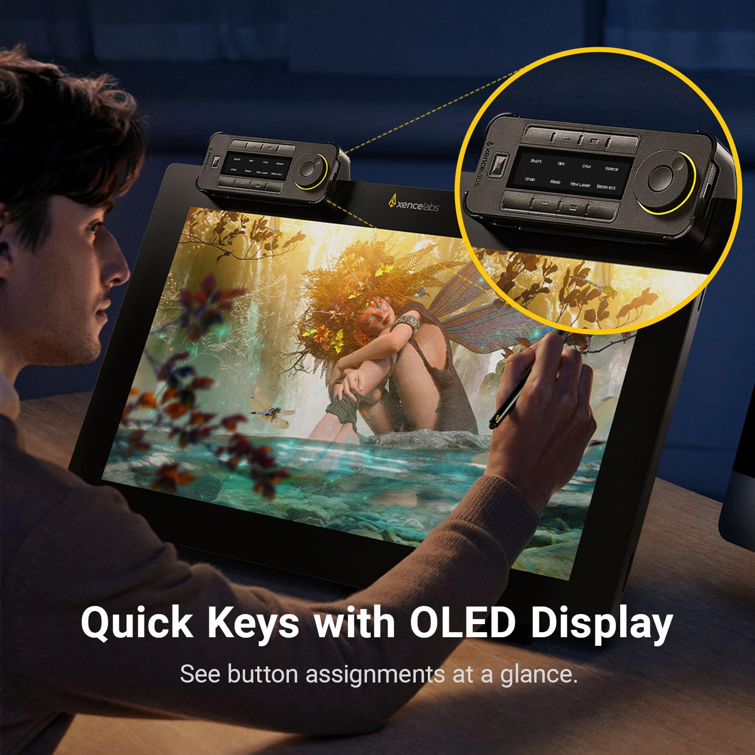 Xencelabs Pen Display 24, 4K Drawing Monitor With Quick Keys, 99% Adobe Rgb Graphic Drawing Display, 2 Battery Free Pens, 8192 L