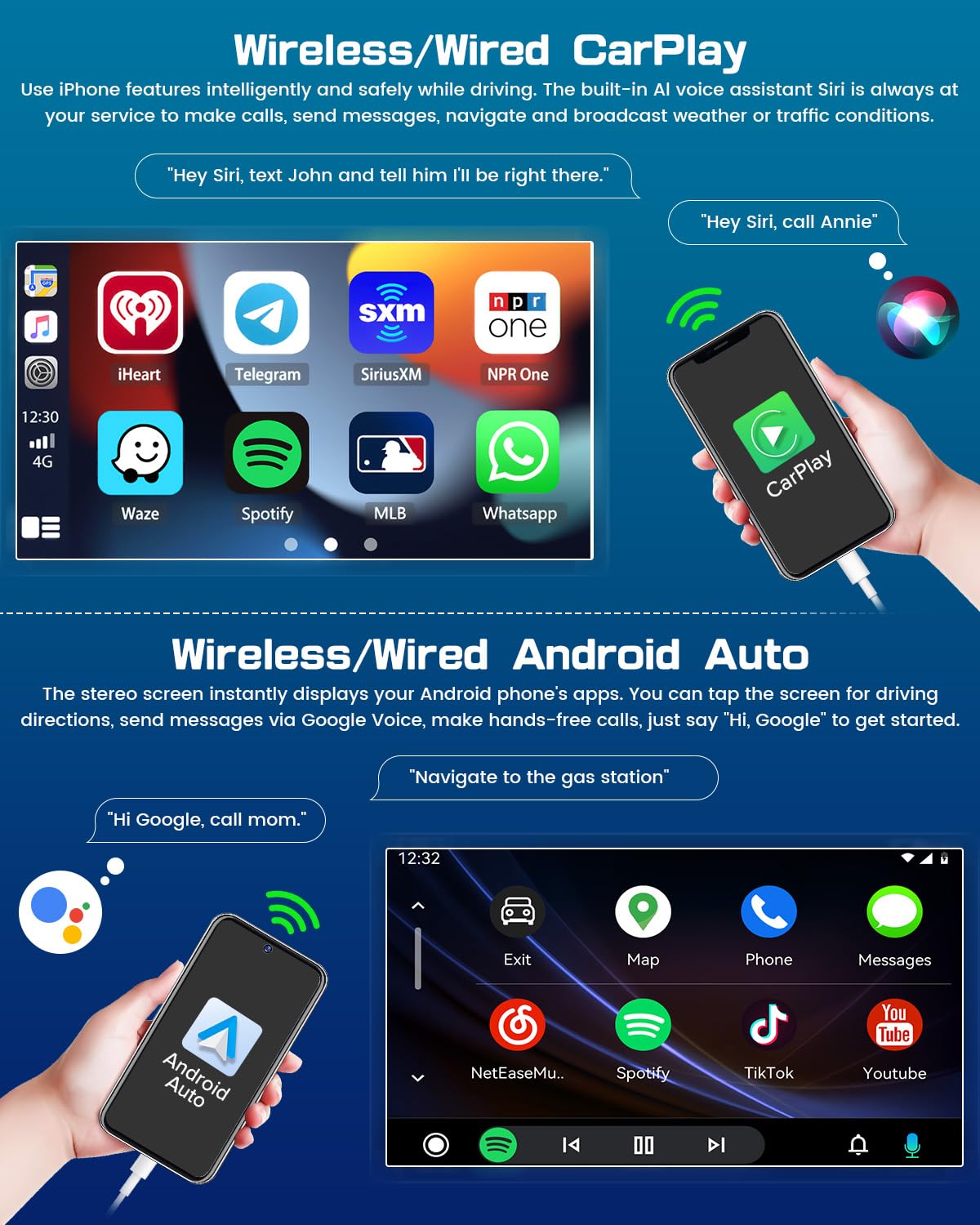 Roinvou [2G+64G] Car Radio For Honda Pilot 2006 2008 With Wireless Carplay/Android Auto, 9 Inch Android 13 Ips Touch Screen Car