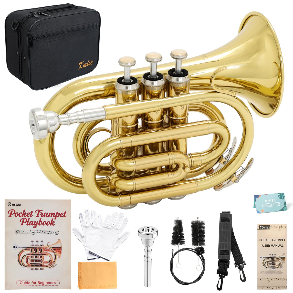 Mini Model Trumpet Kmise Bb Portable Pocket Trumpet, Premium Brass Mini Trumpets for Stud ...