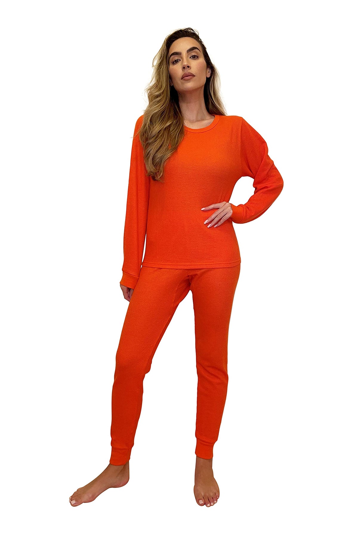 Just Love Womens Thermal Underwear Pajamas Set 95862 Orange M