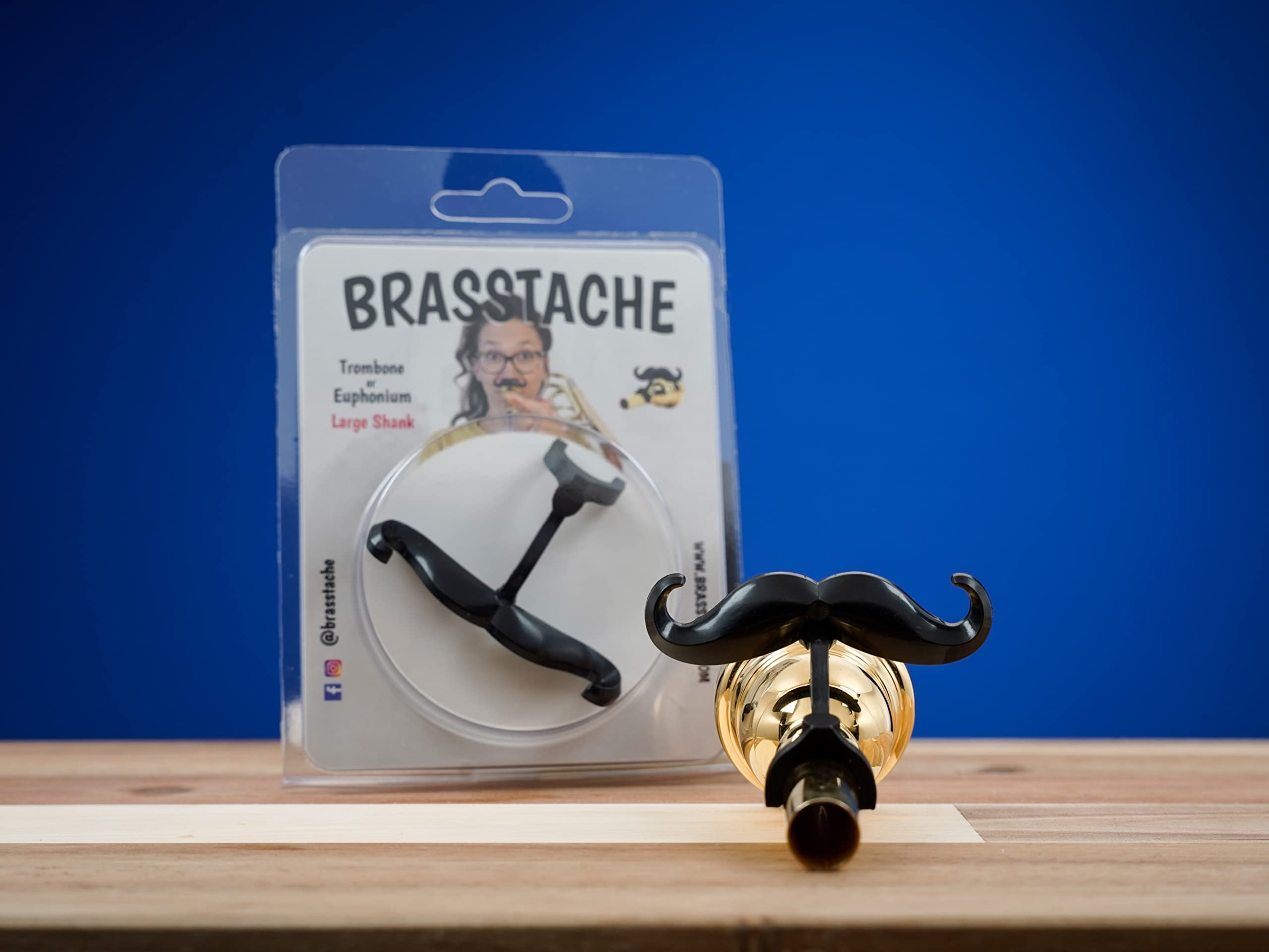 Brasstache - The Original Clip-On Mustache For Large Shank Trombone And Euphonium Mouthpieces (Trombone/Euphonium (Large Shank))
