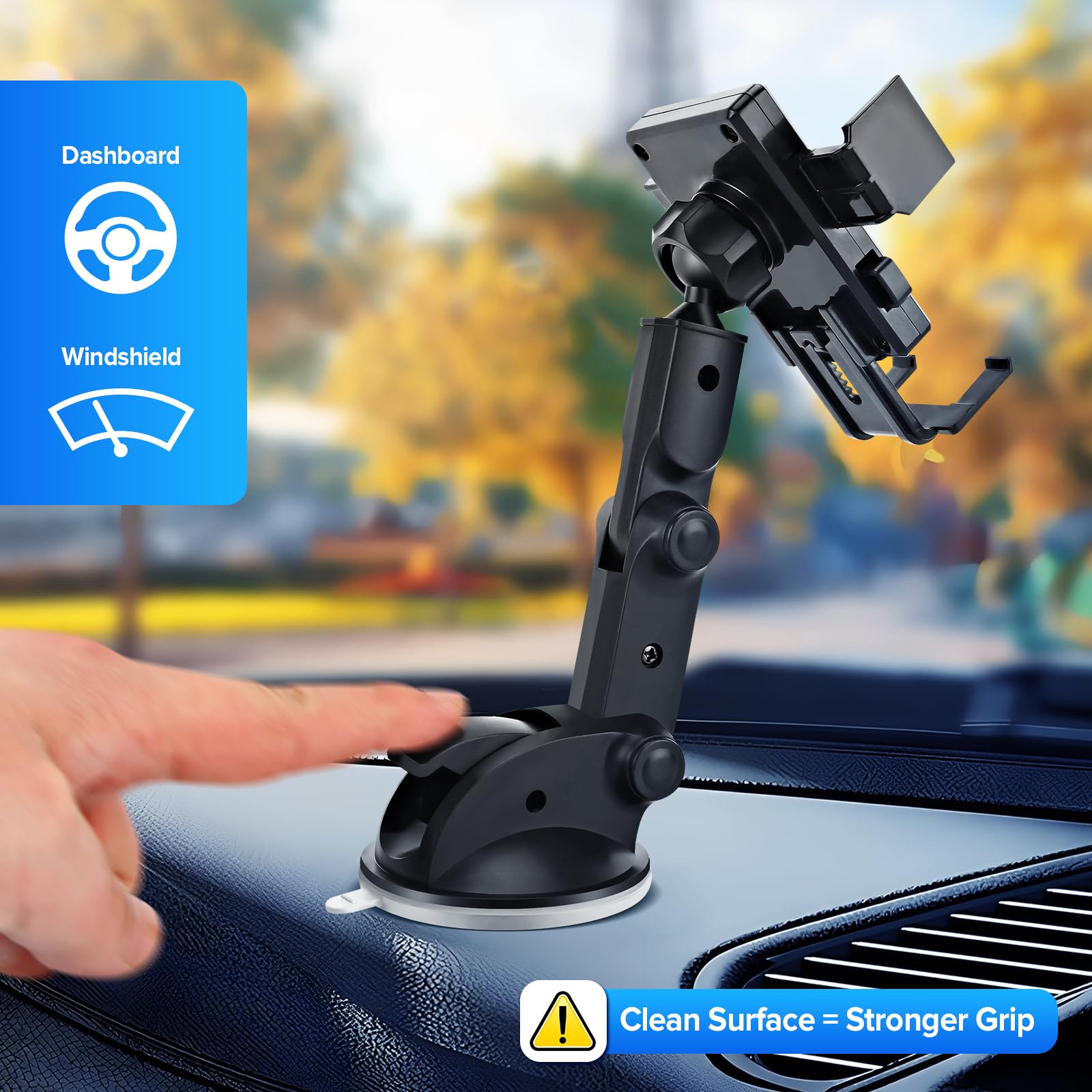 Tsakbam Phone Holders For Your Car, Car Phone Holder Mount, Universal Adjustable Dashboard Cell Phone Holder For All Iphone Andr