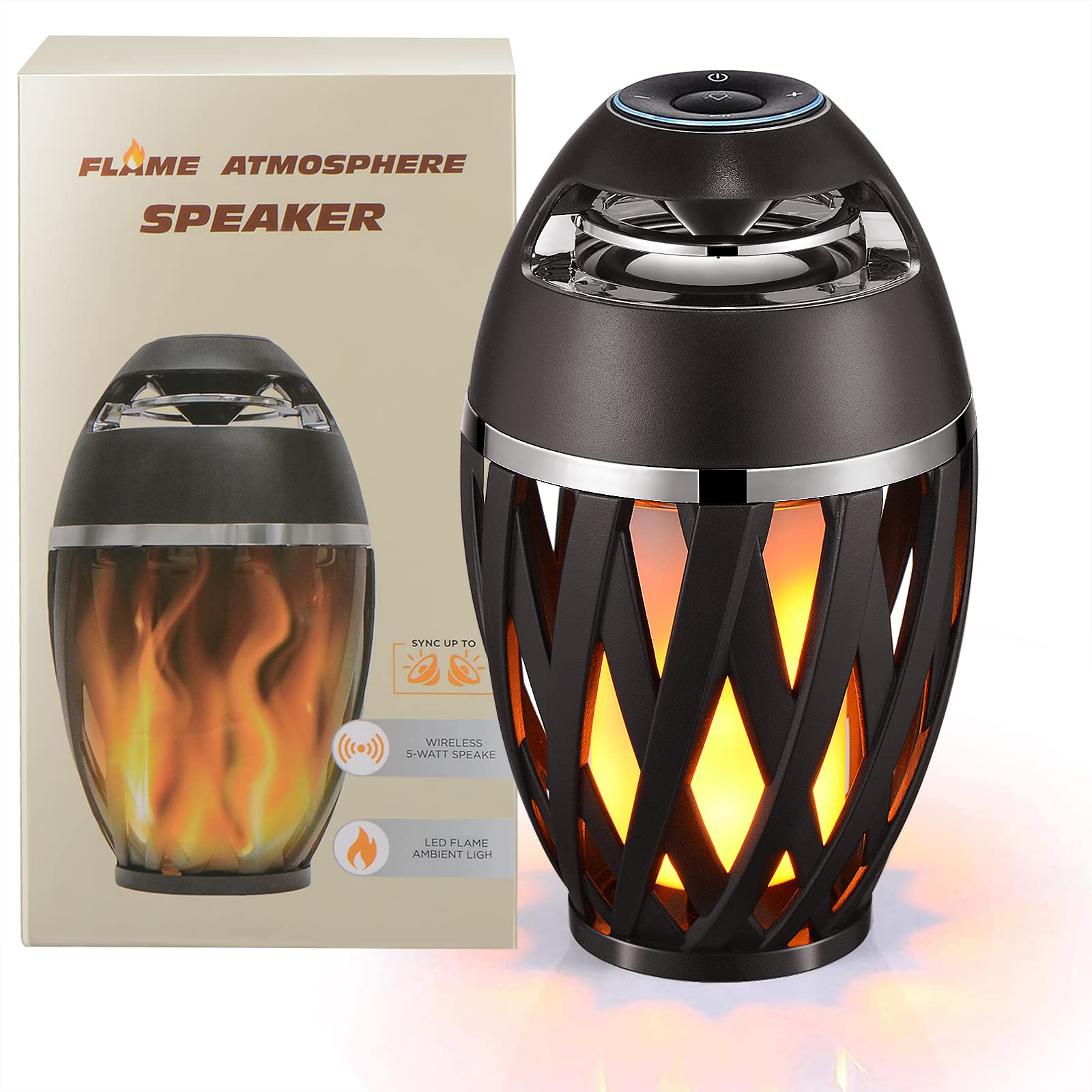 Jinxihua Led Flame Speaker Bluetooth Speakers,Dancing Flames Outdoor Indoor Portable Bluetooth Speaker &Torch Atmosphere Light F