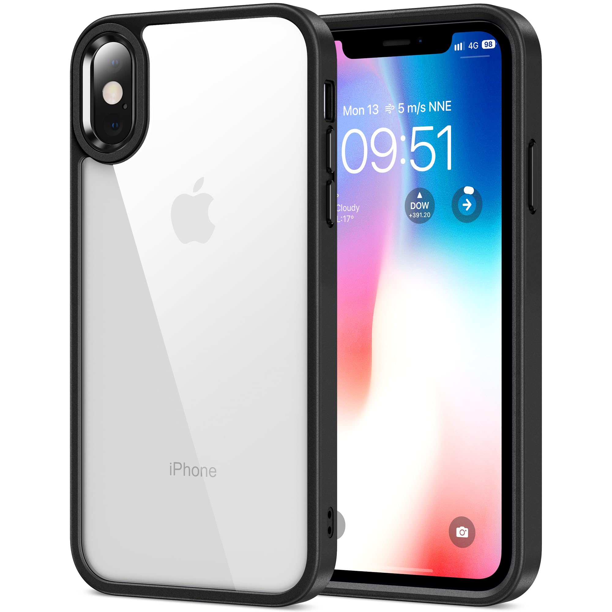 HOOMIL Case for iPhone X/iPhone Xs 5.8-Inch, Non-Yellowing, Drop Protection, Anti-Scratch Transparent Hard Back Phone Cover - Bl