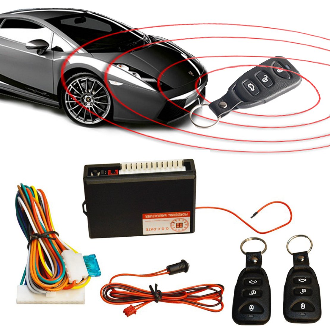 Ficbox Universal Car Door Lock Vehicle Keyless Entry System Auto Remote Central Kit With Control Box
