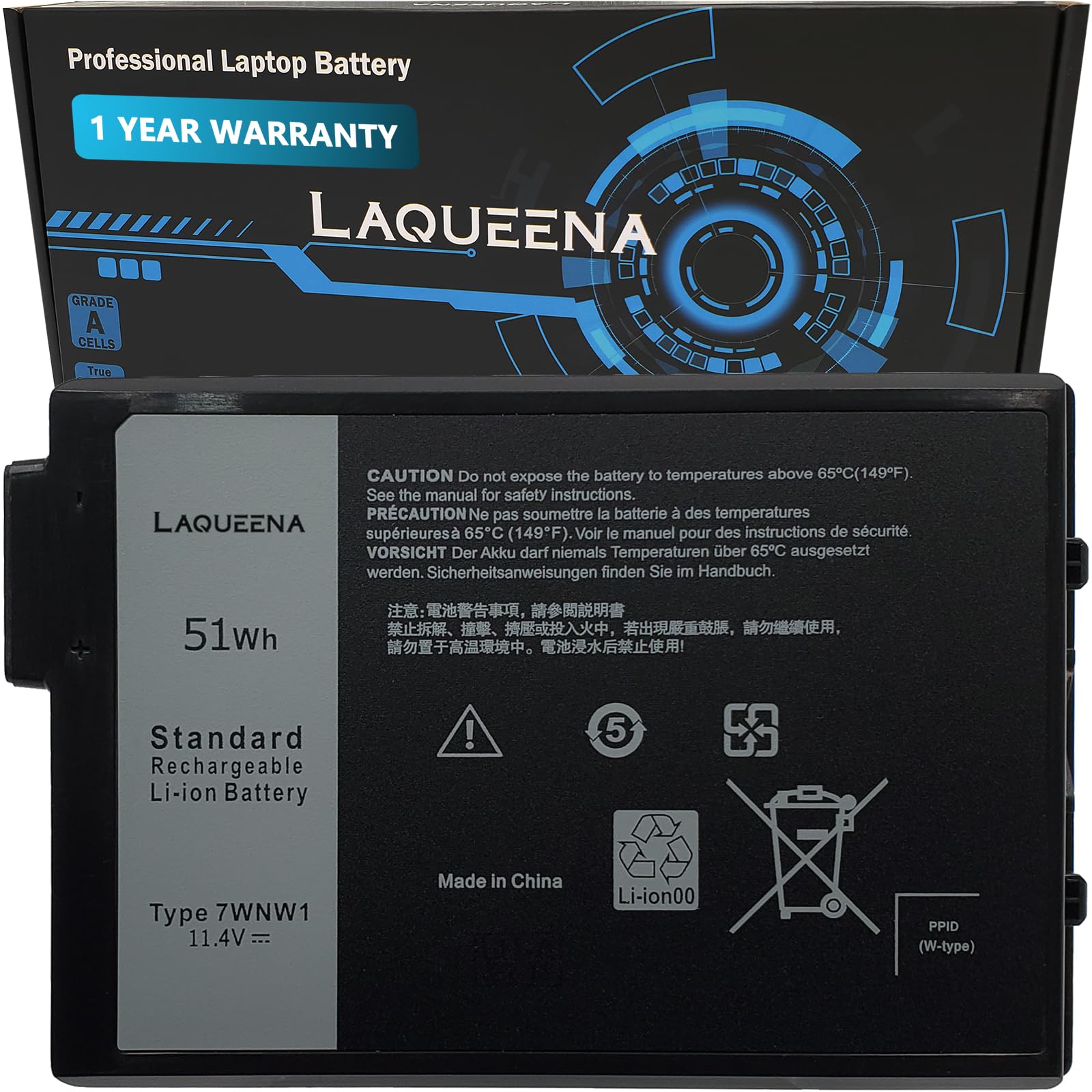 Laqueena 7Wnw1 Laptop Battery Compatible With Dell Latitude 7424 5424 5420 Rugged Extreme Series Dmf8C 0Dmf8C 11.4V 51Wh 3 Cell