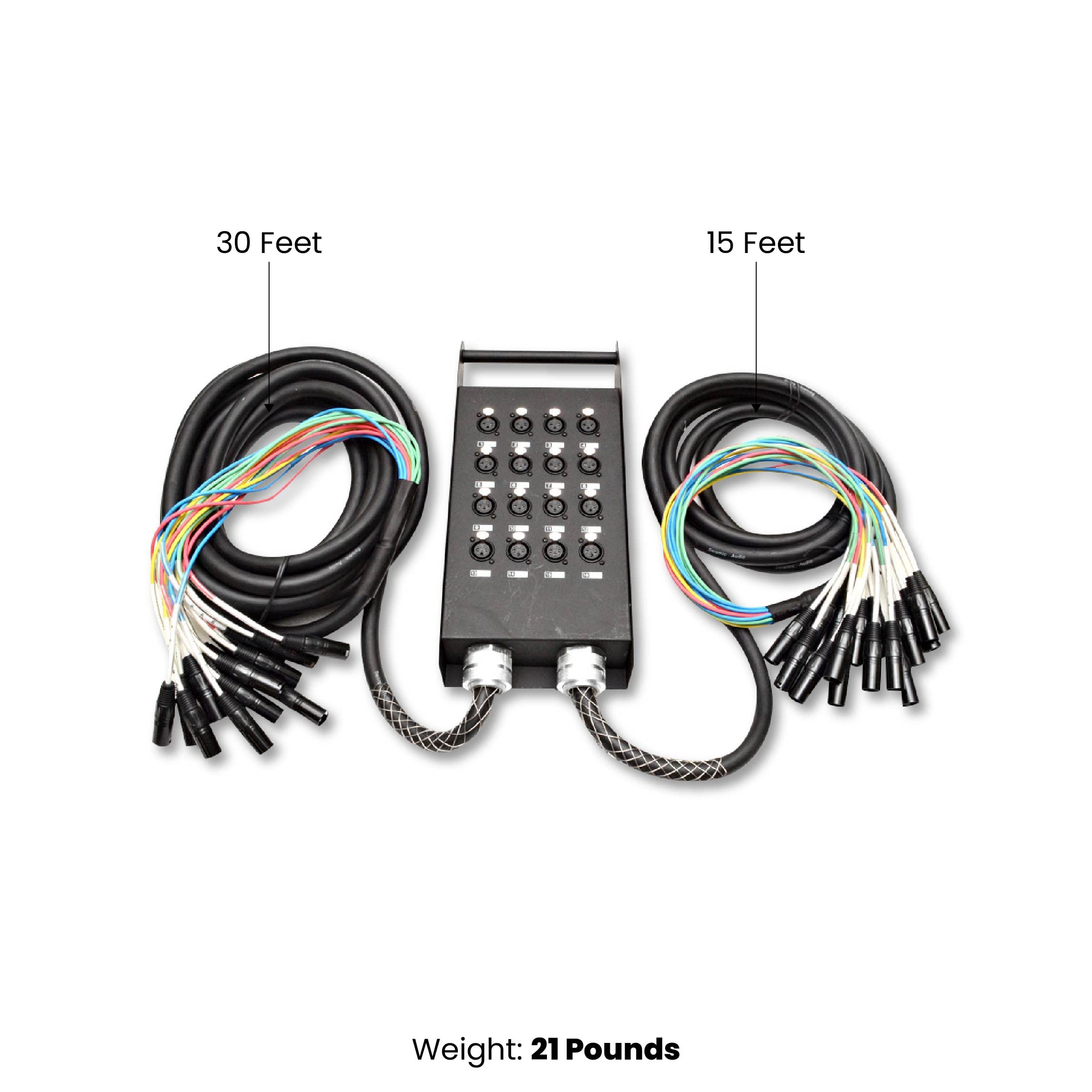 Seismic Audio - New 16 Channel Xlr Send Splitter Snake Cable With Box - Two Trunks 15' And 30' Fantails - Pro Audio Stage, Studi