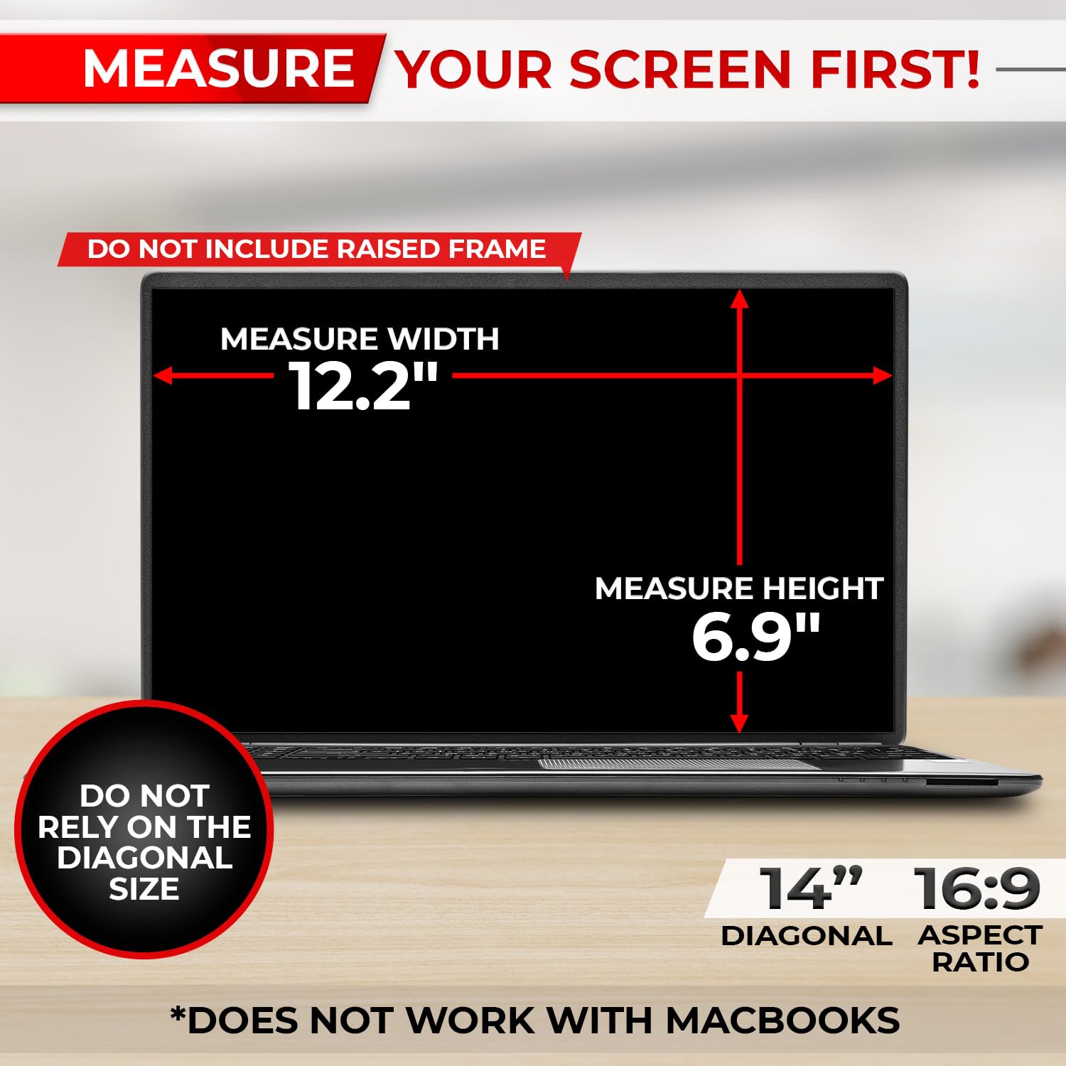 Sightpro 14 Inch 16:9 Laptop Privacy Screen Filter   Computer Monitor Privacy Shield And Anti Glare Protector