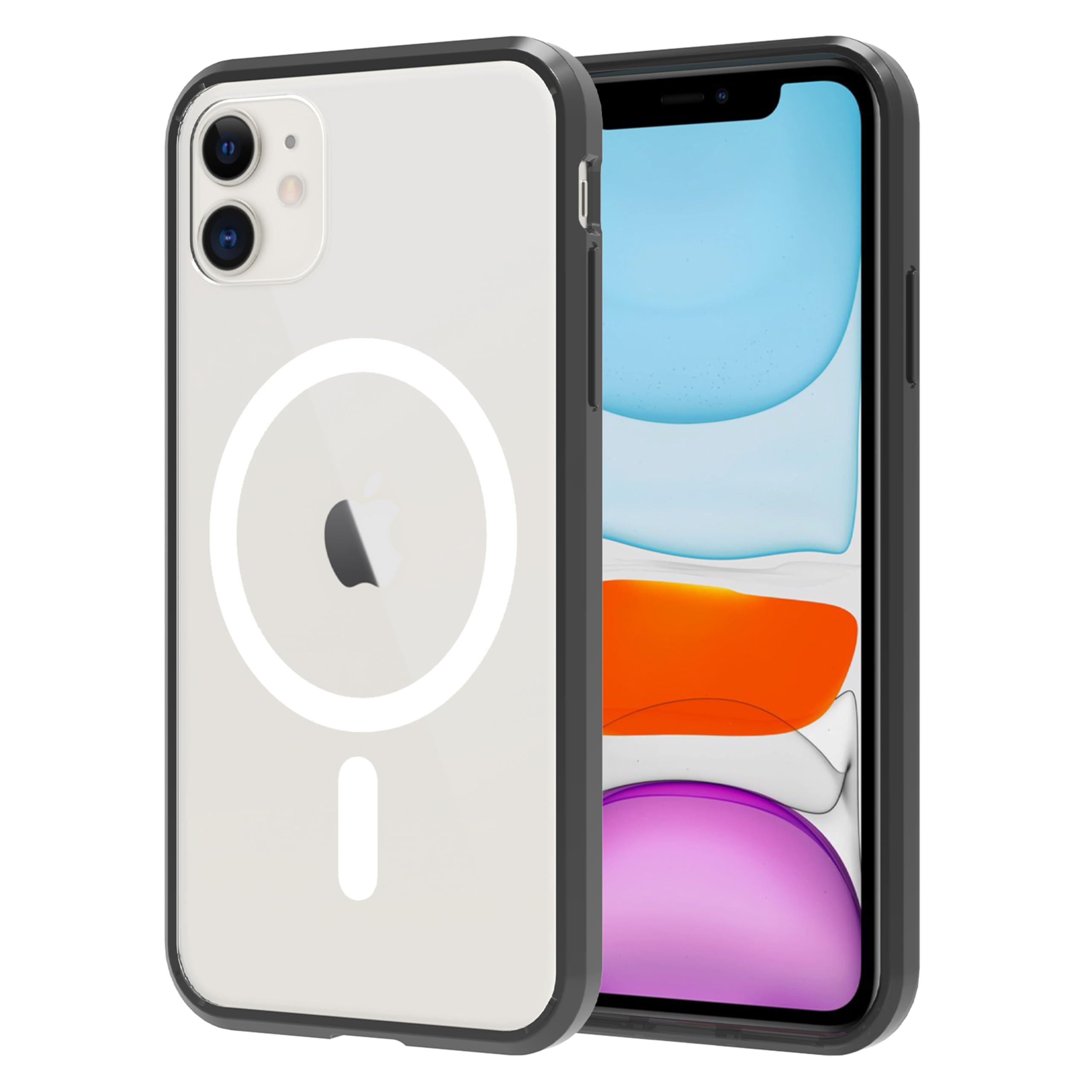 Magnetic For Iphone 11 Case,Compatible With Magsafe,Shockproof Anti Scratch Clear Thin Slim Phone Case.Clear Black Magnetic.