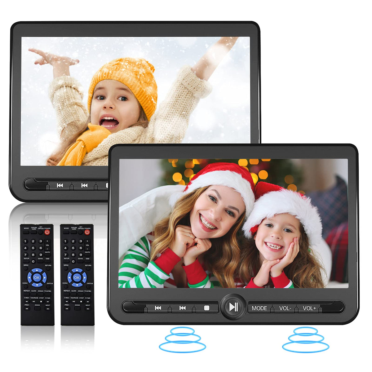 10.5'' Dual Portable Dvd Player, Arafuna Rechargable Car Screen Play A Same Or Two Different Movies, Headrest For Car With 5-Hou