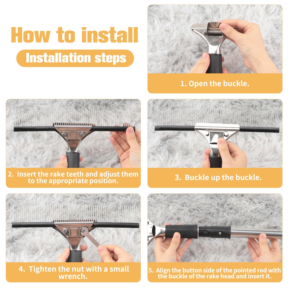 Astfys Big Carpet Rake With Long Handle, Making Carpets Fluffy Again, Clean Hair, Let Carpet Restore Softness